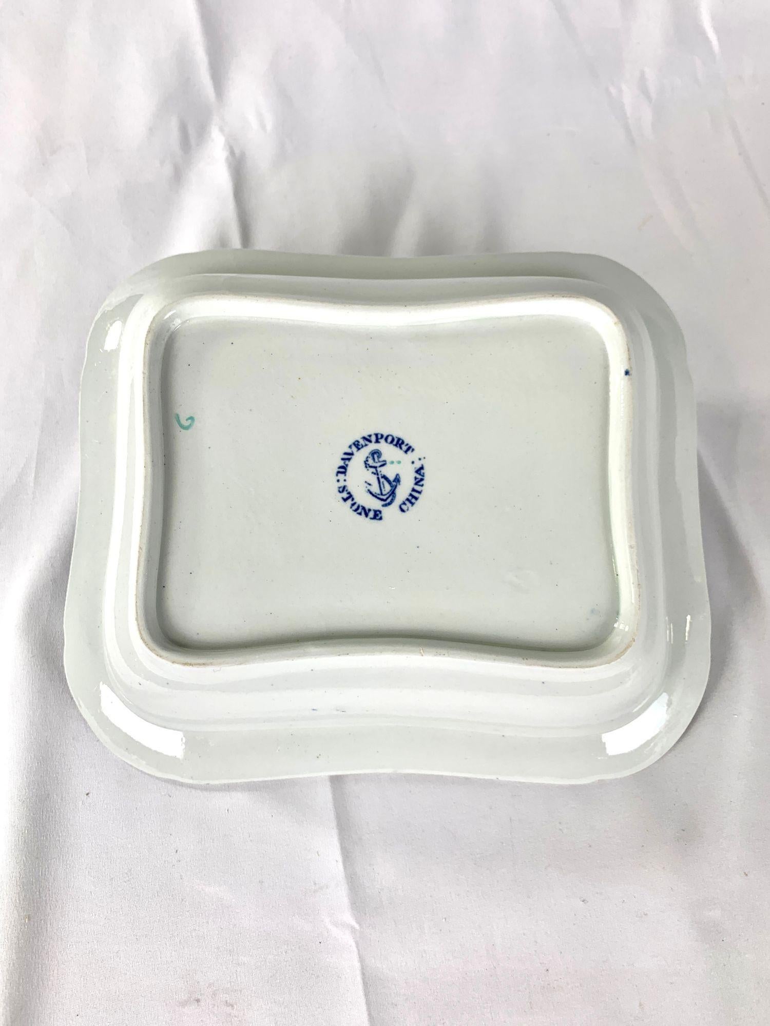 Antique Flying Bird Pattern Dish Davenport England Circa 1840 Piedra de hierro