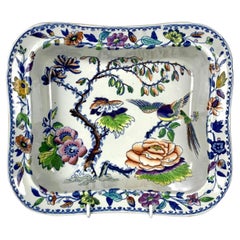 Antique Flying Bird Pattern Dish Davenport England Circa 1840