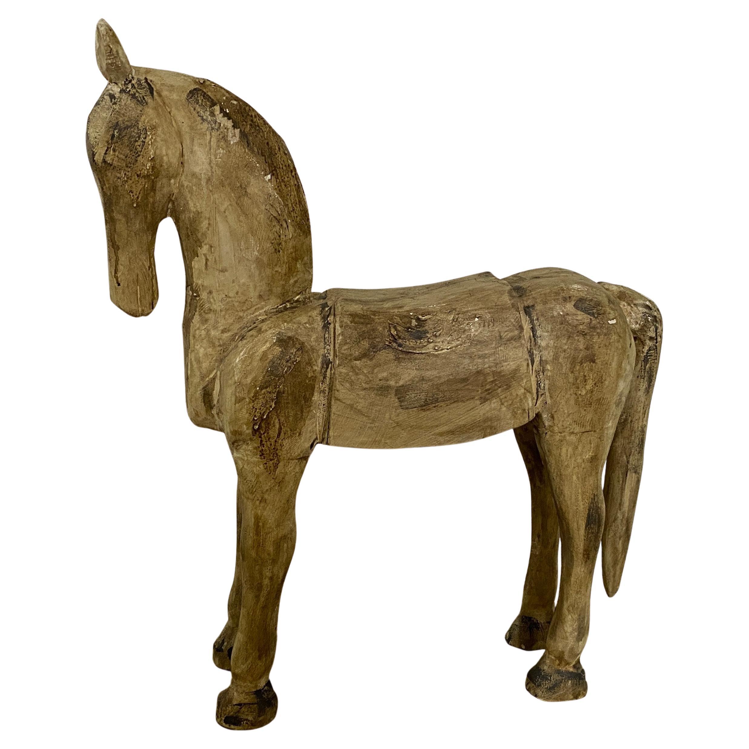 American Antique Folk Art Horse Sculpture For Sale