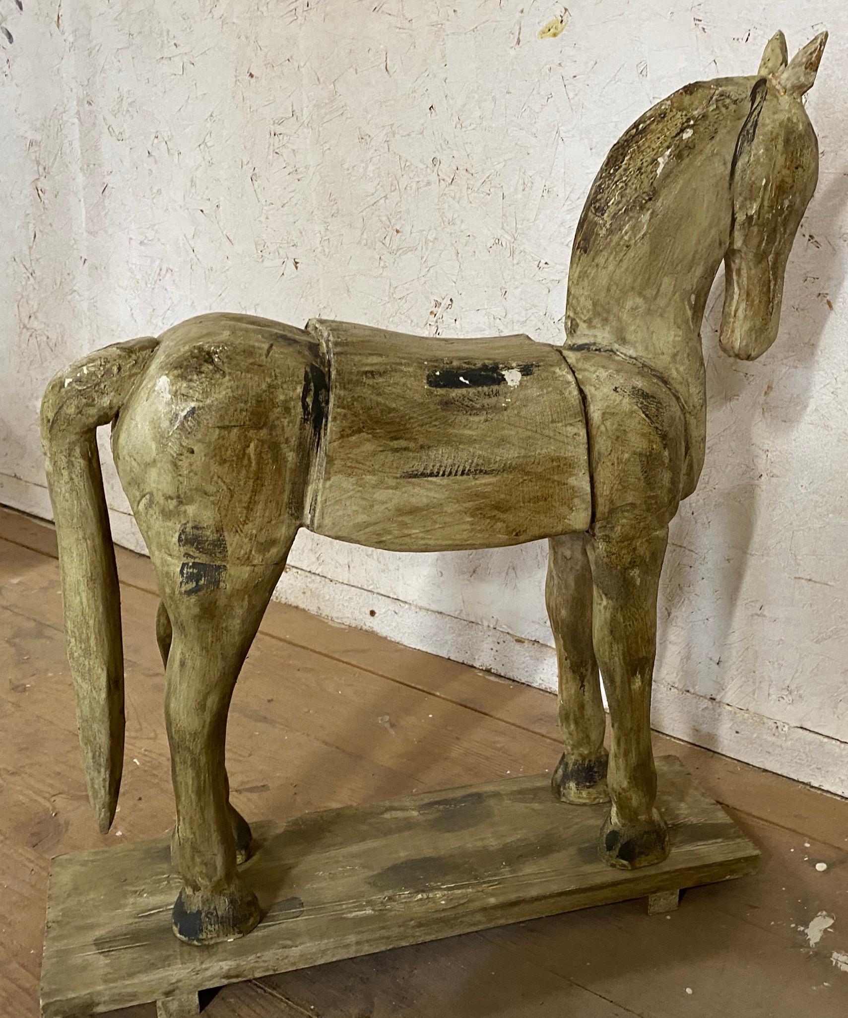 19th Century Antique Folk Art Horse Sculpture For Sale