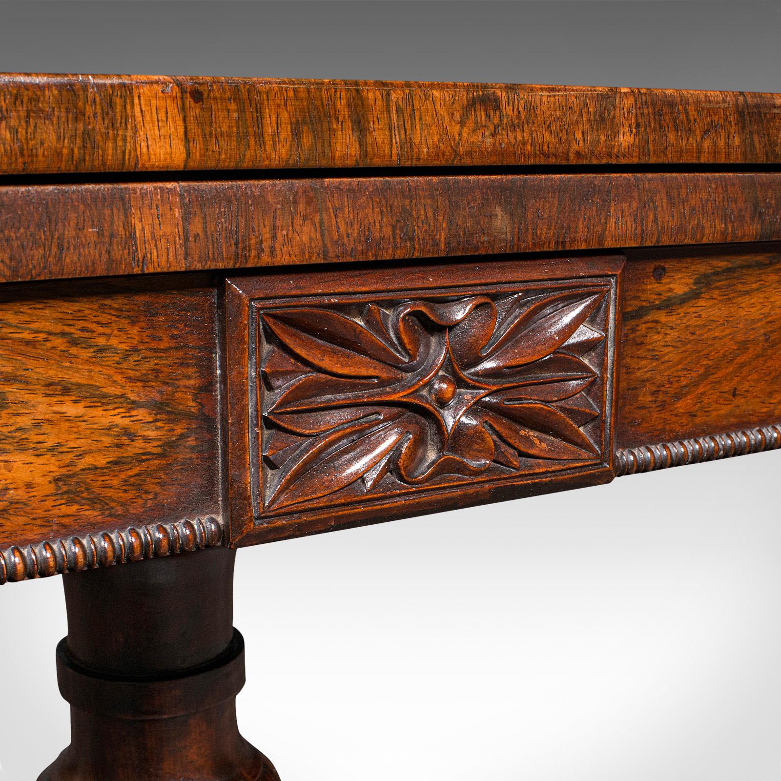 Antique Fold Over Card Table, English, Extending, Games, Console, Regency, 1820 5