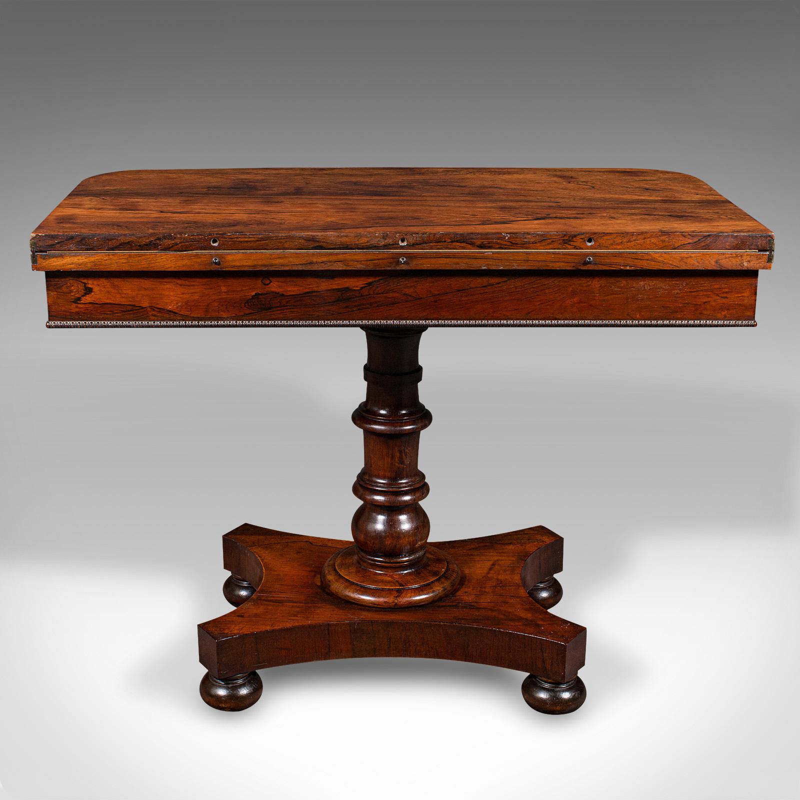Early 19th Century Antique Fold Over Card Table, English, Extending, Games, Console, Regency, 1820