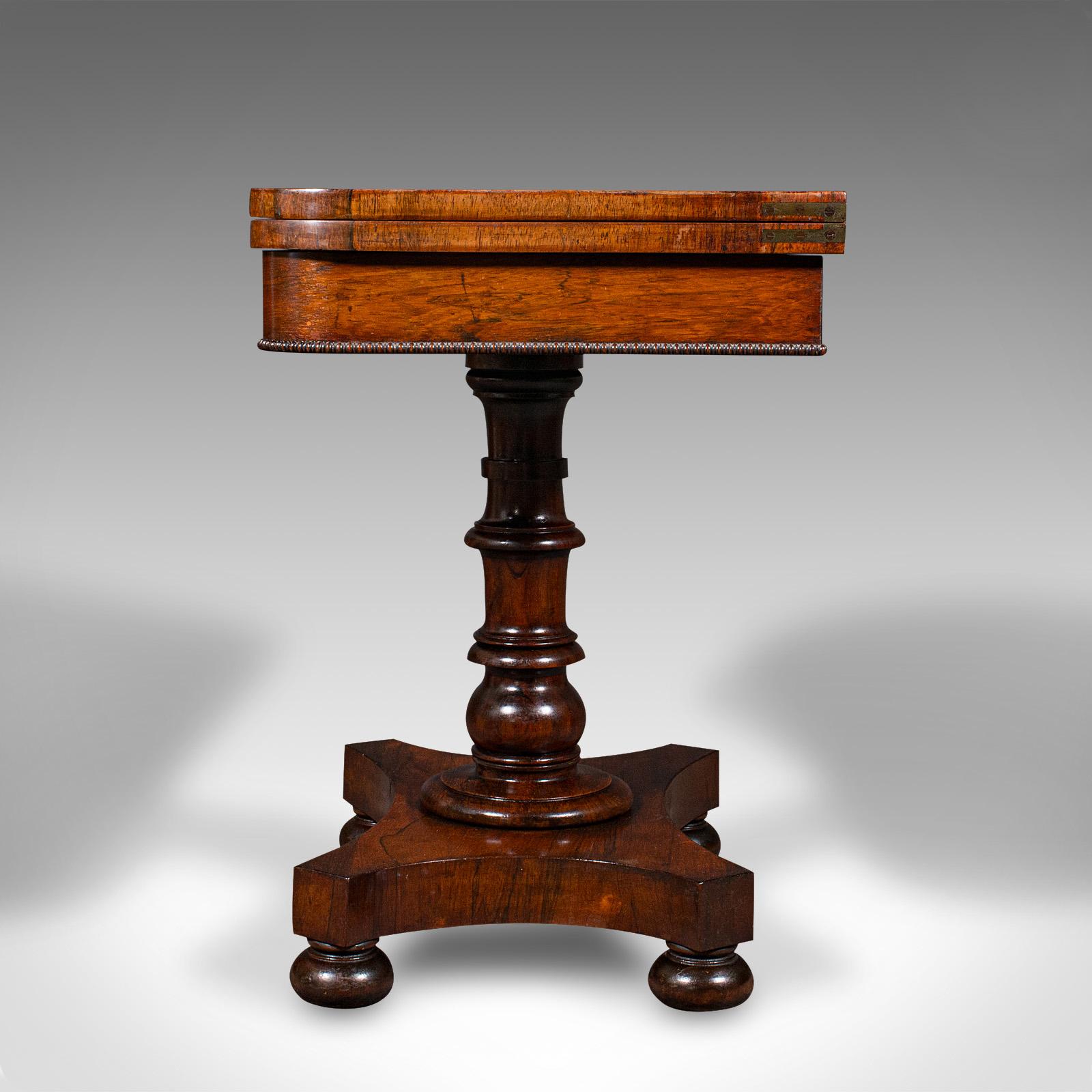 Hardwood Antique Fold Over Card Table, English, Extending, Games, Console, Regency, 1820