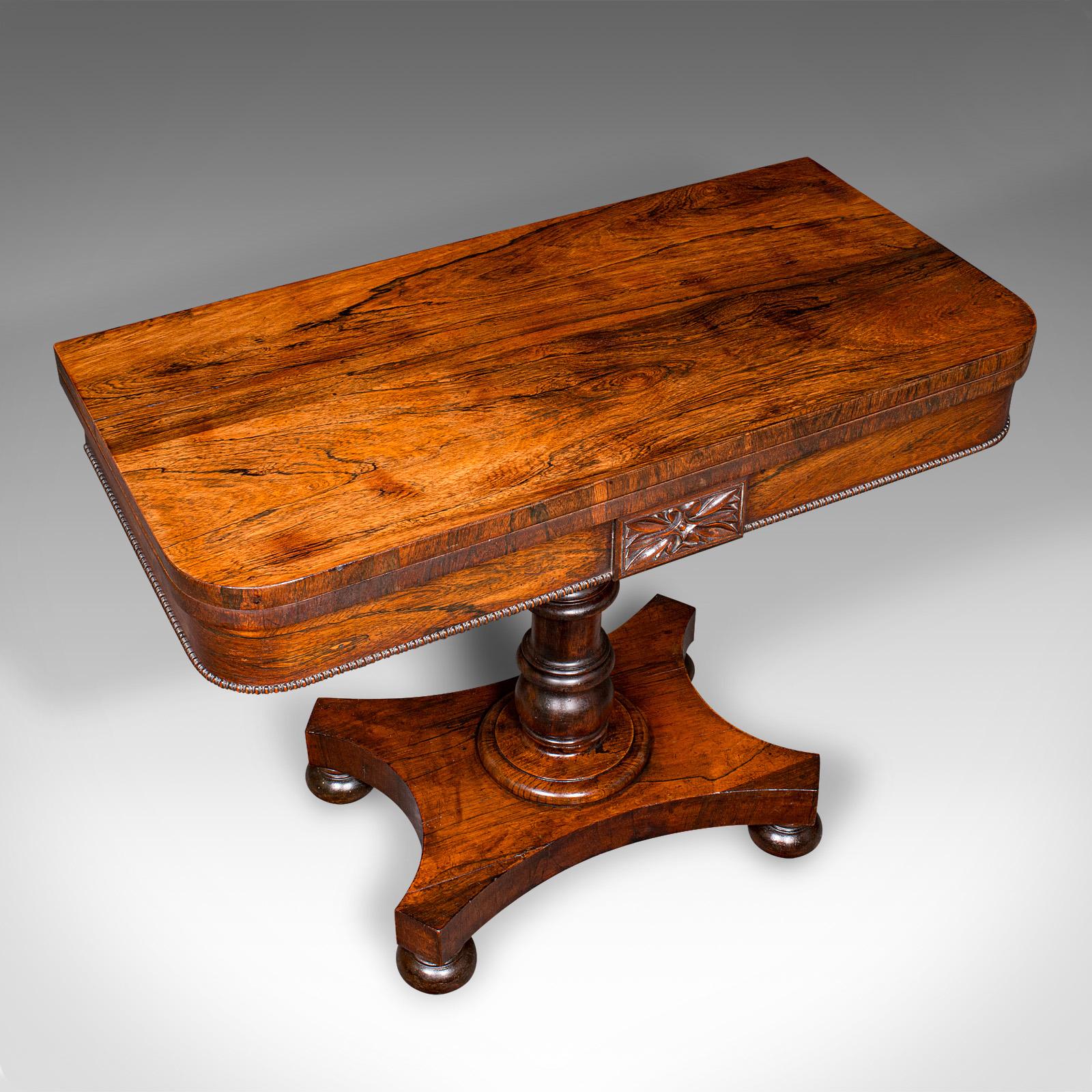 Antique Fold Over Card Table, English, Extending, Games, Console, Regency, 1820 2