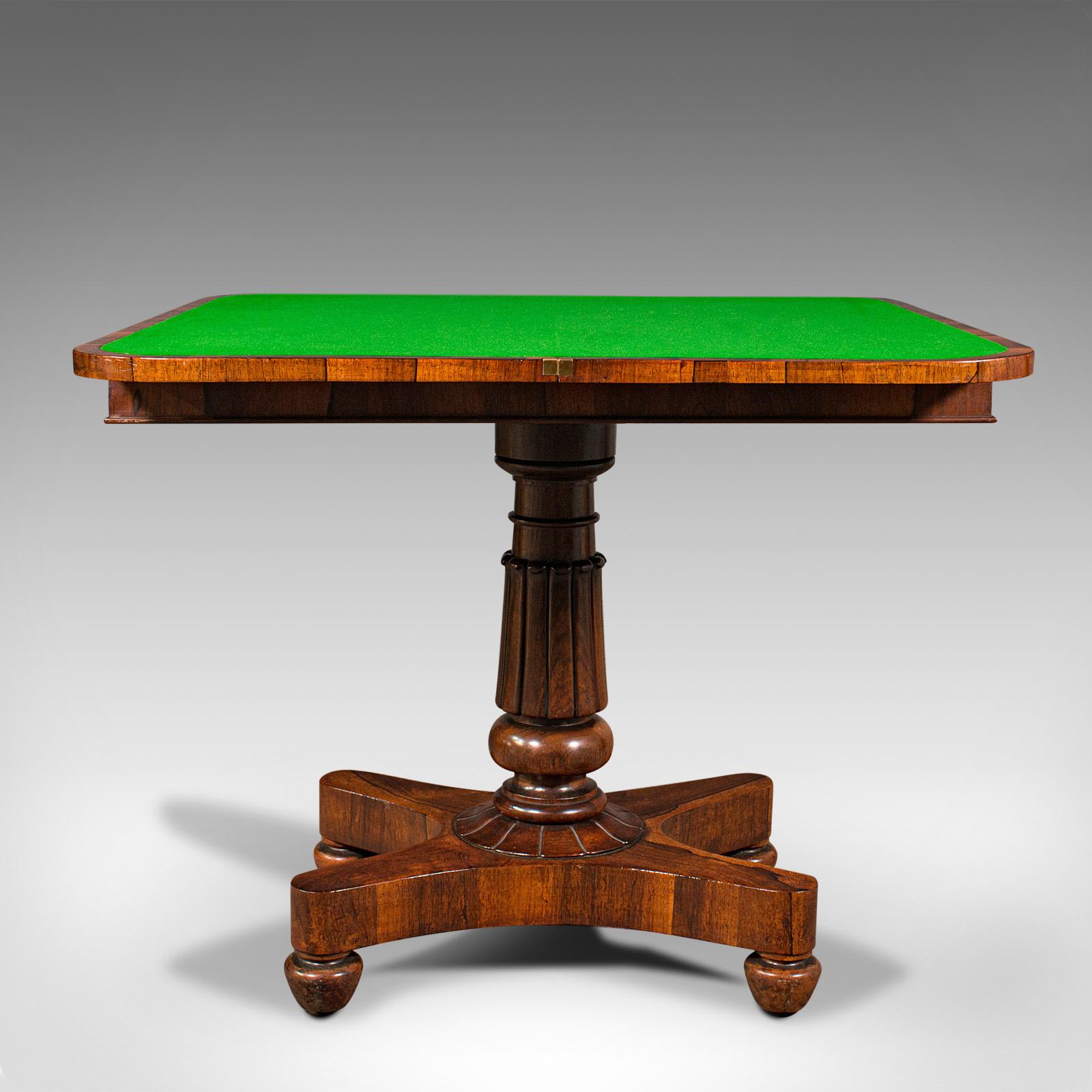 Ancienne table à cartes pliée, anglaise, jeux, console, William IV, vers 1835 en vente 1
