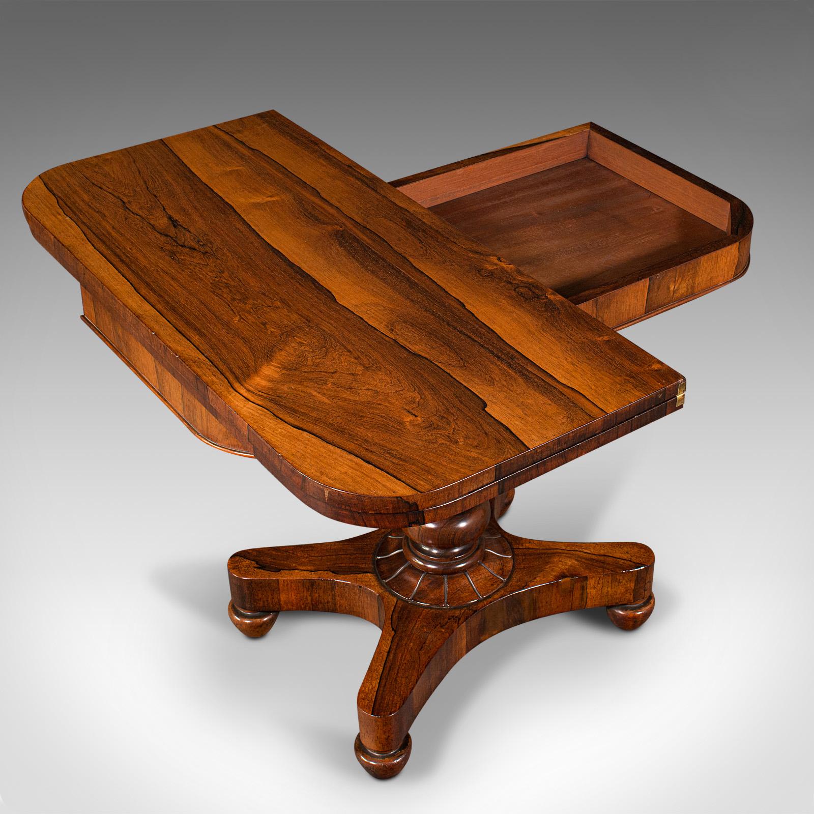 Wood Antique Fold-Over Card Table, English, Games, Console, William IV, Circa 1835 For Sale