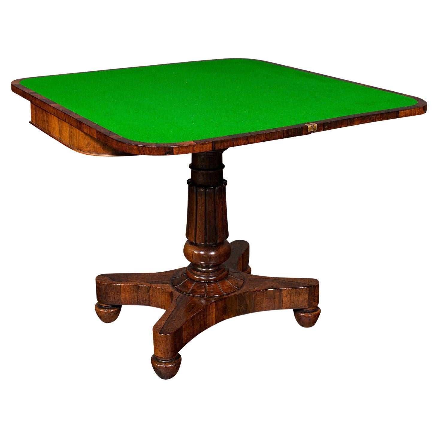 Antique Fold-Over Card Table, English, Games, Console, William IV, Circa 1835