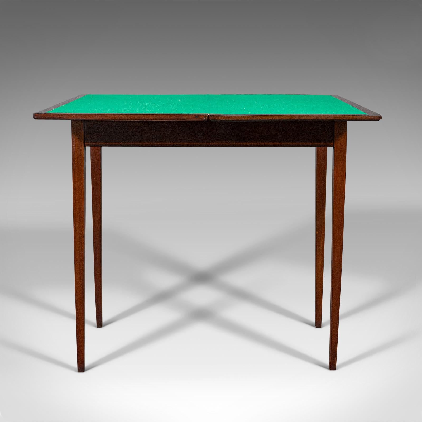 British Antique Fold Over Card Table, English, Mahogany, Games, Occasional, Edwardian