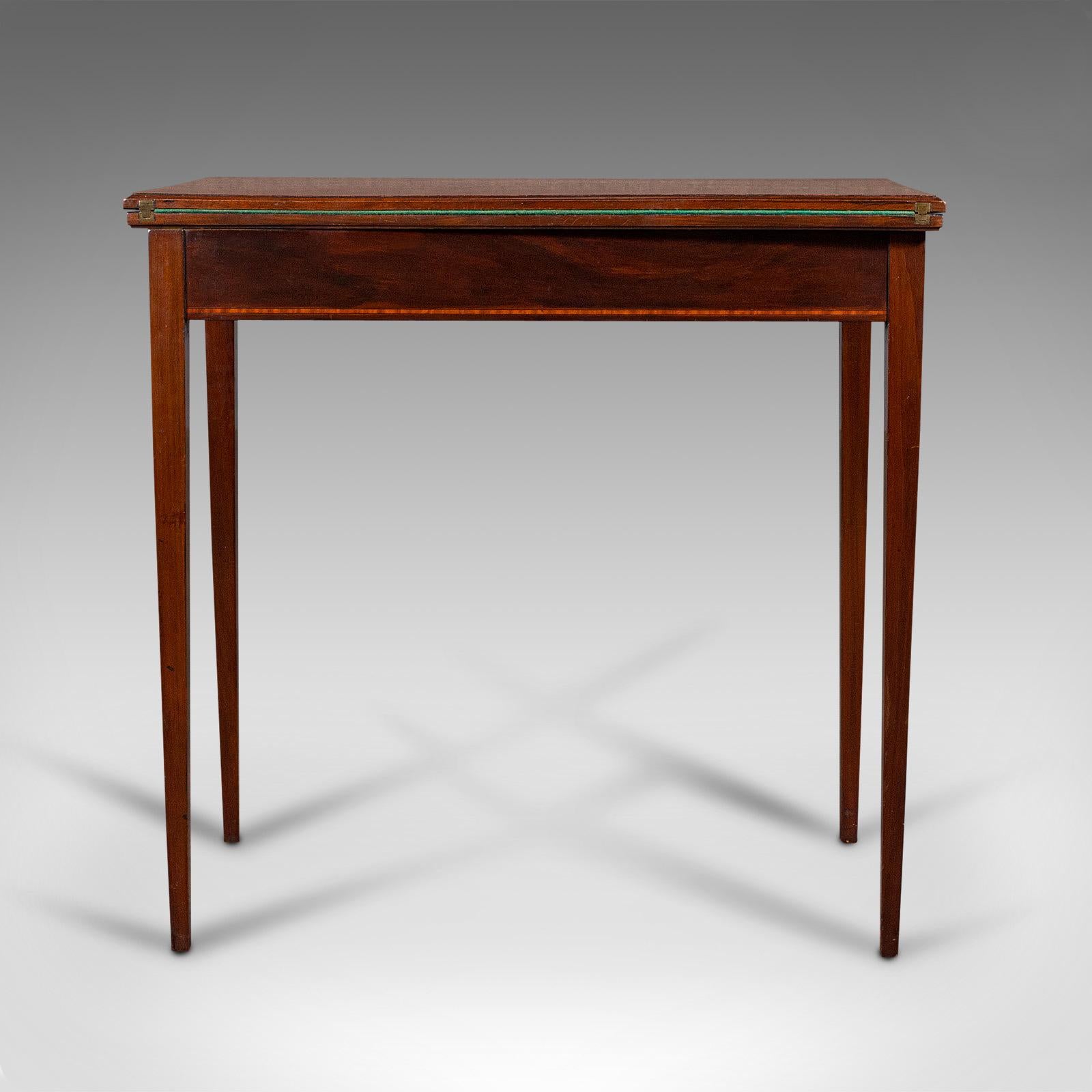 20th Century Antique Fold Over Card Table, English, Mahogany, Games, Occasional, Edwardian