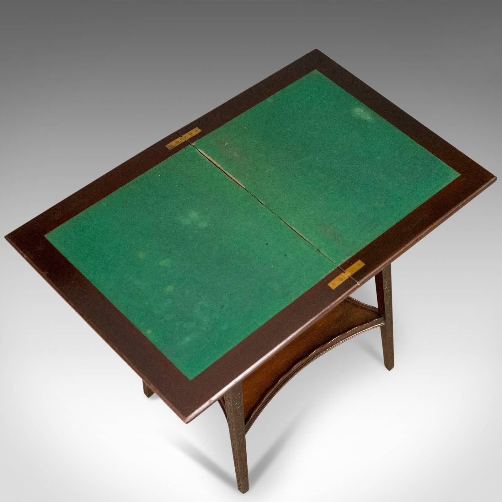 19th Century Antique Fold-Over Games Table, English, Edwards & Roberts, London, circa 1880 For Sale