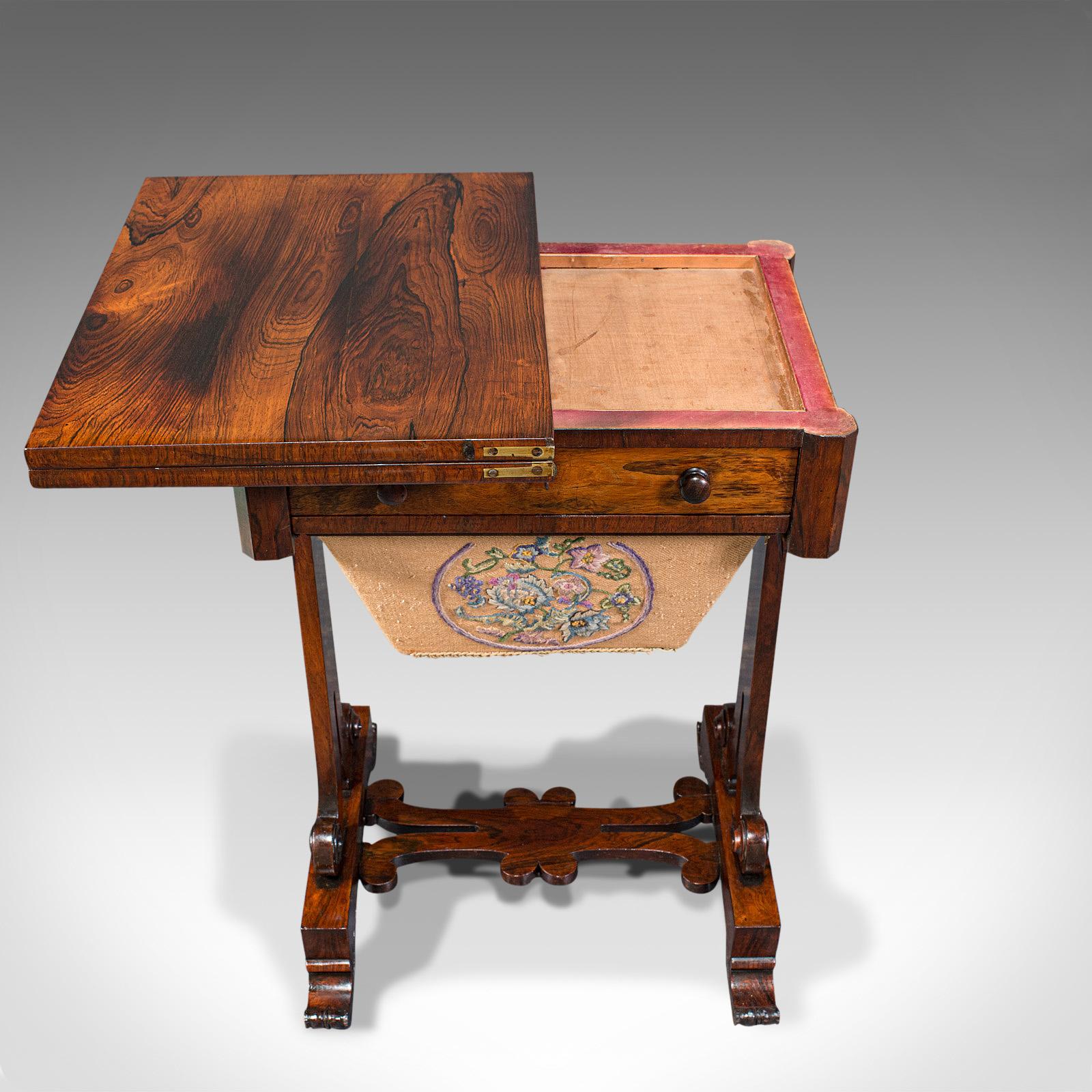 Antique Fold Over Games Table, English, Rosewood, Chess, Cards, Regency, C.1820 For Sale 1