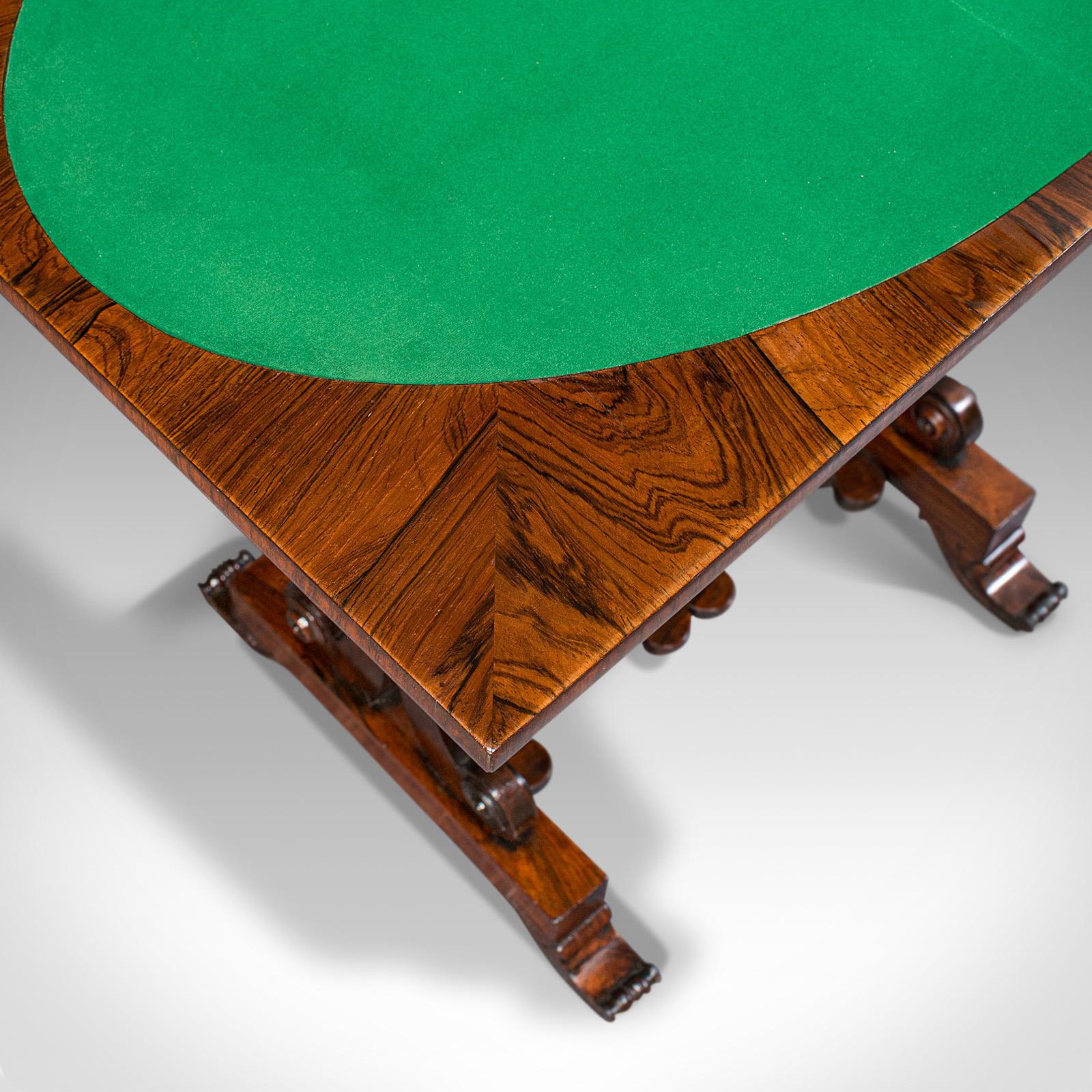 Antique Fold Over Games Table, English, Rosewood, Chess, Cards, Regency, C.1820 For Sale 3