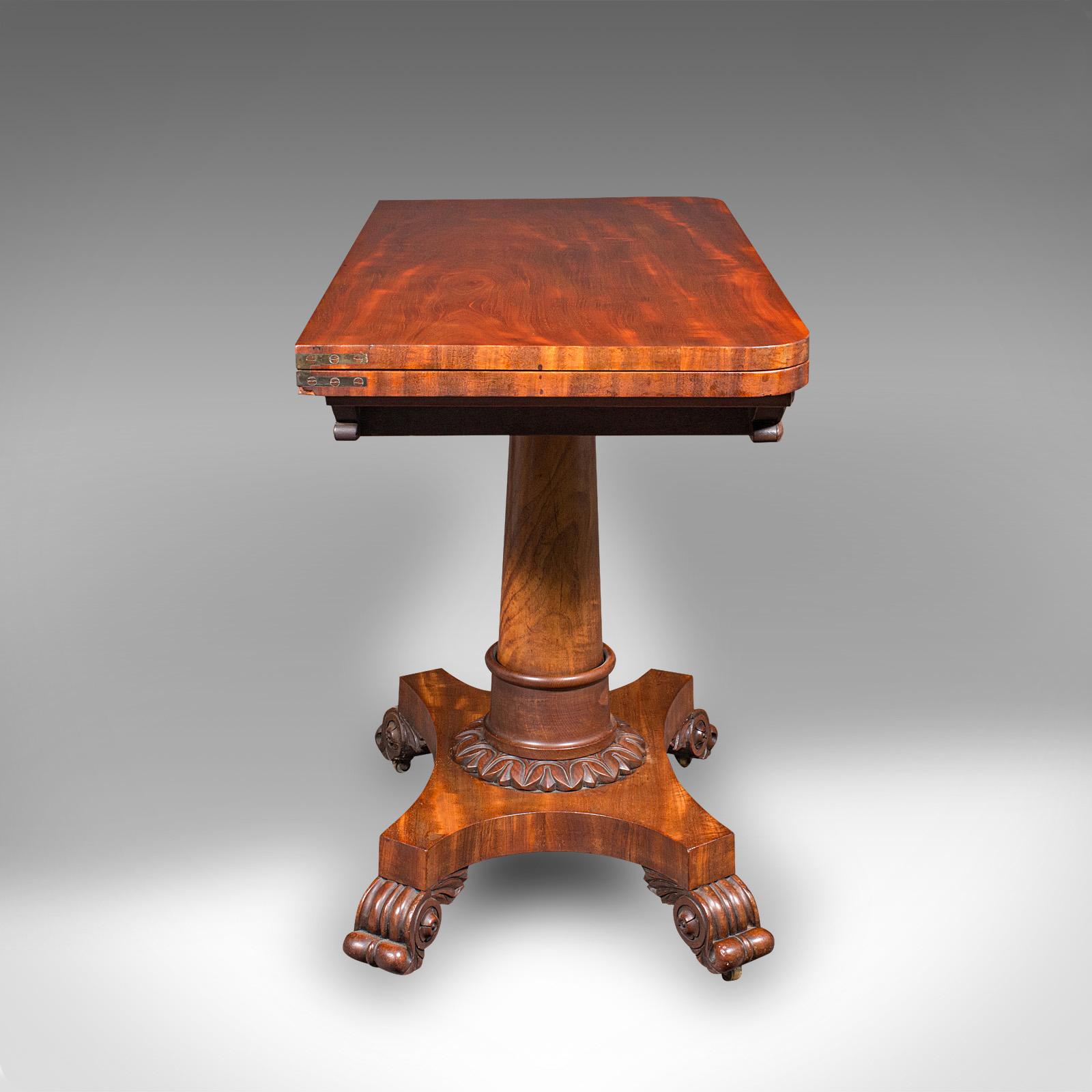 Antique Fold Over Parlour Card Table, English, Games, Side, William IV, C.1835 In Good Condition For Sale In Hele, Devon, GB