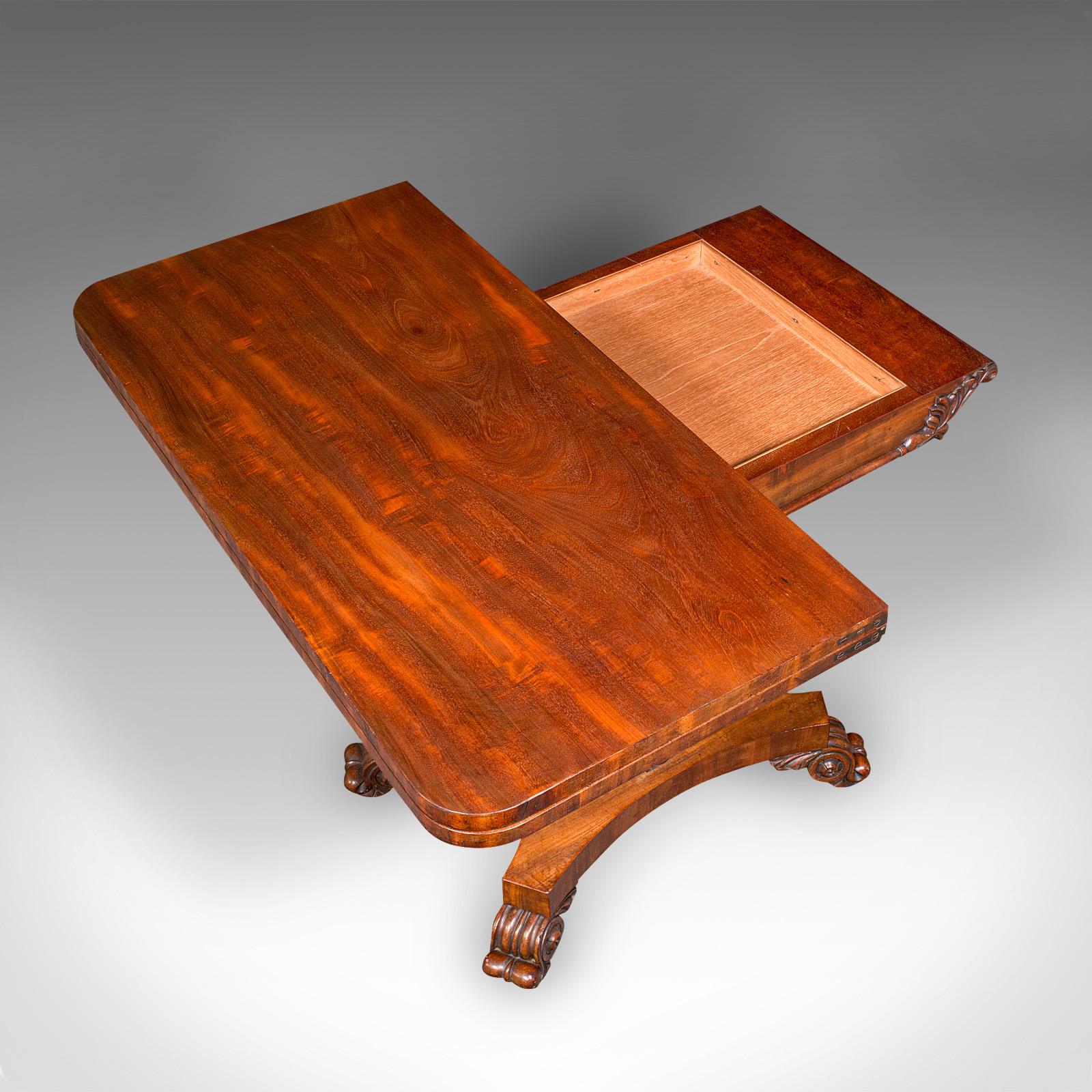 Antique Fold Over Parlour Card Table, English, Games, Side, William IV, C.1835 For Sale 2