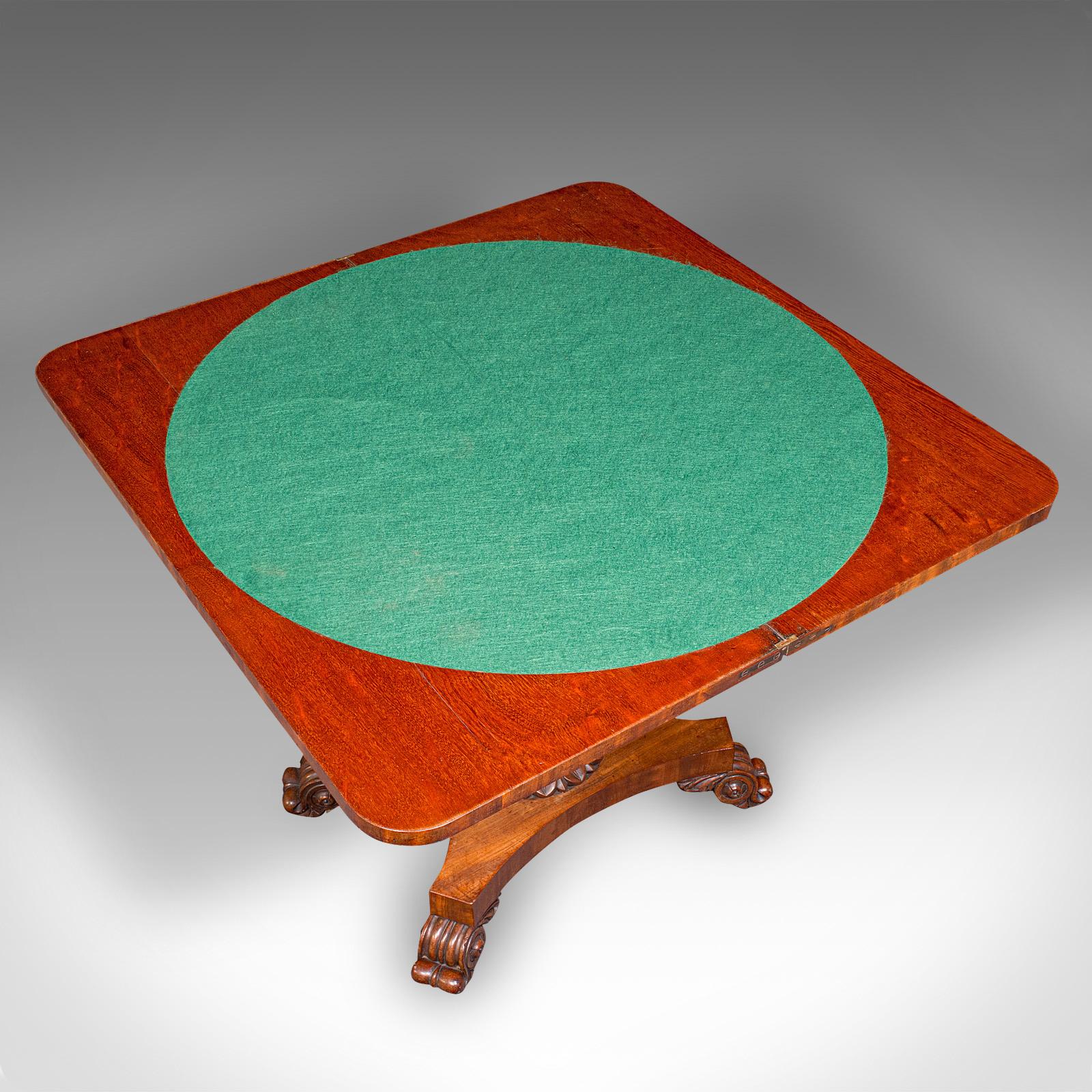 Antique Fold Over Parlour Card Table, English, Games, Side, William IV, C.1835 For Sale 3