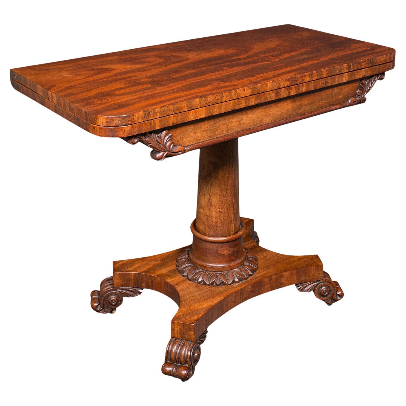 Mesa de cartas de salón plegable antigua, inglesa, Juegos, Lateral, William IV, C.1835