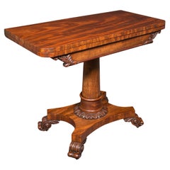 Antique Fold Over Parlour Card Table, English, Games, Side, William IV, C.1835