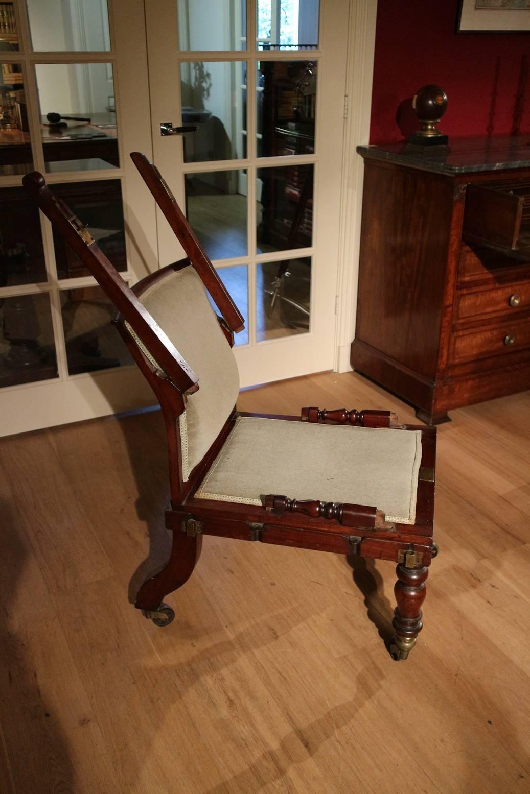 Antique Folding Armchair, Maker J. Alderman, London, circa 1870 For Sale 2