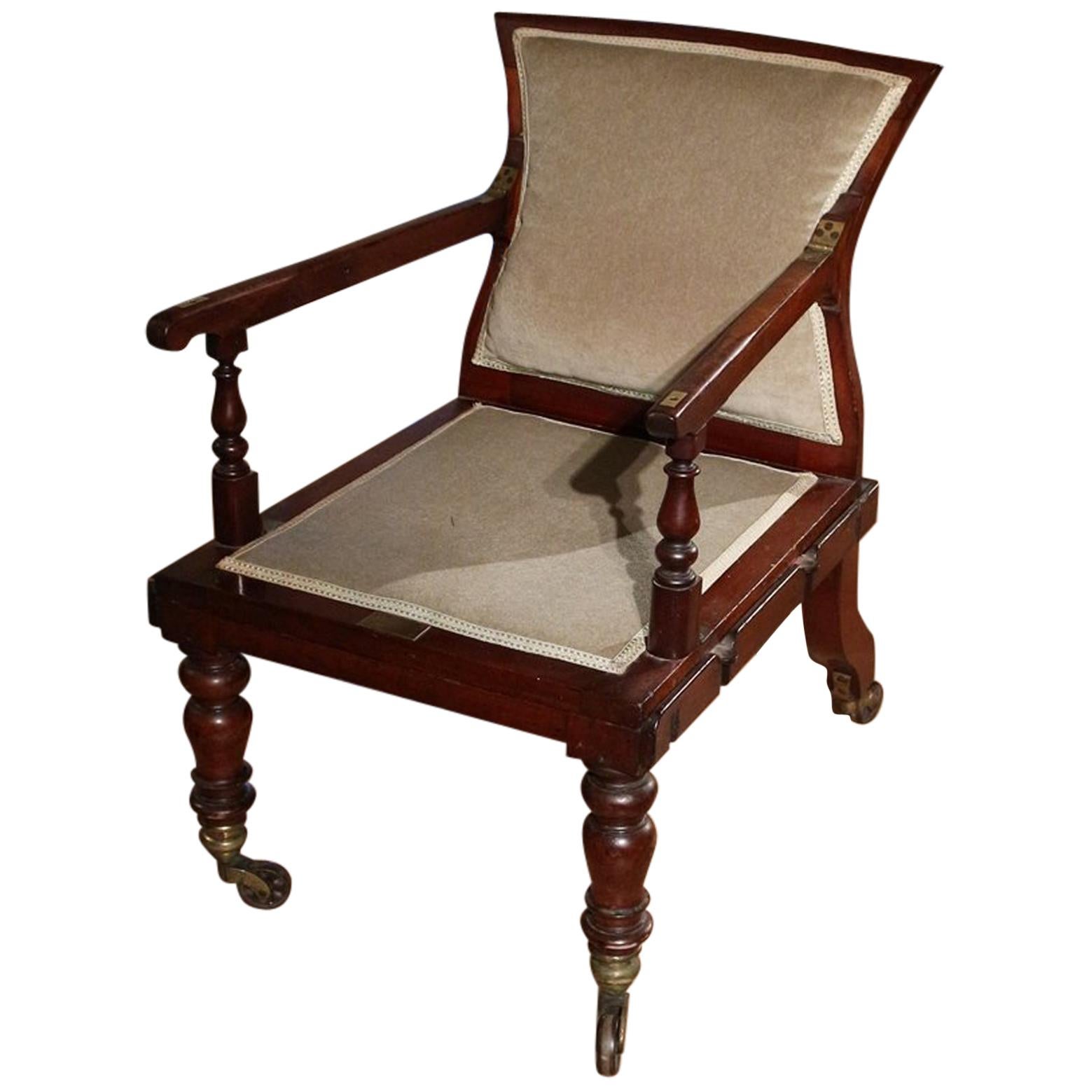 Antique Folding Armchair, Maker J. Alderman, London, circa 1870 For Sale