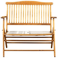 Antique Folding Bench with Injiri Organic Cotton Upholstery