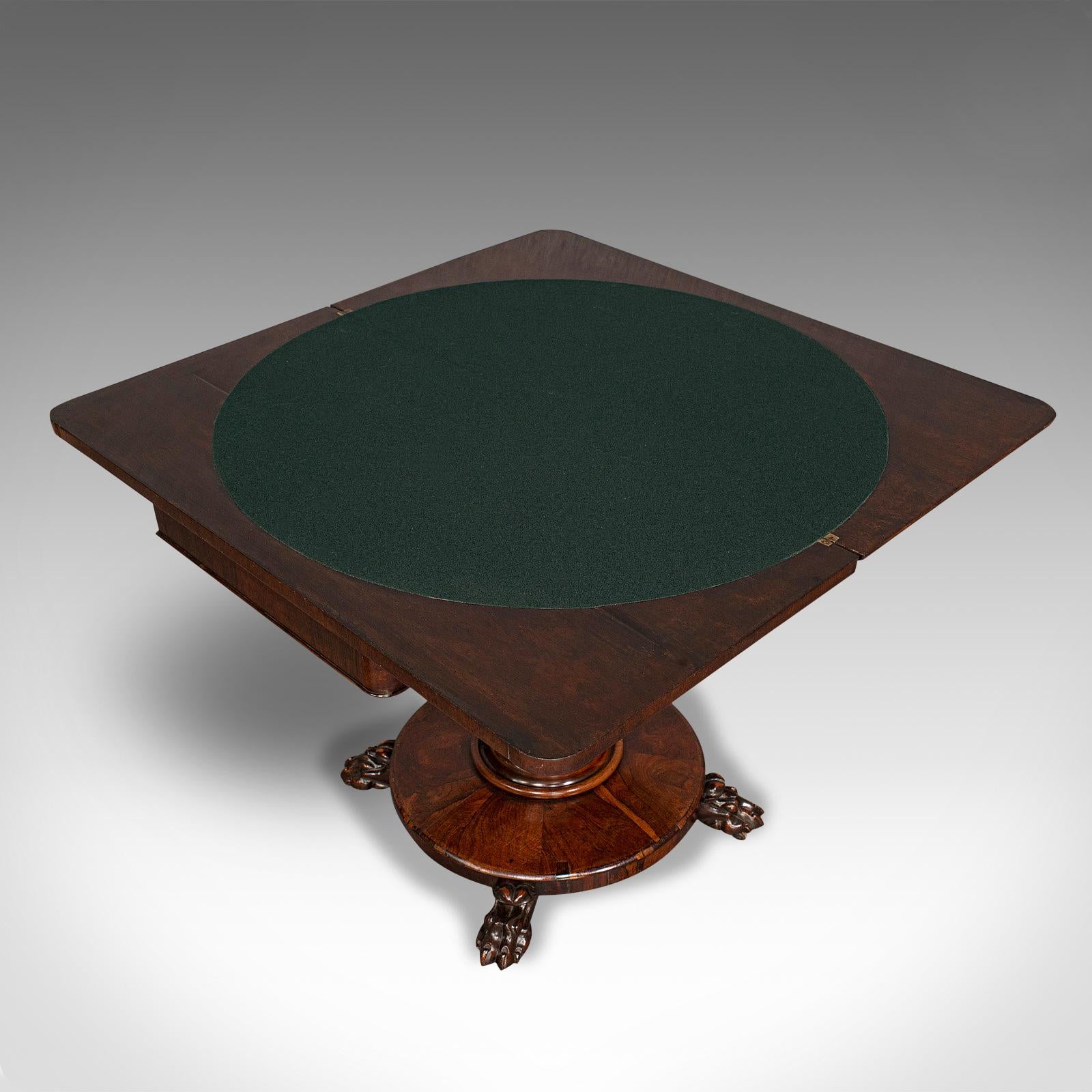 Antique Folding Card Table, Games, Bridge, Newly Restored, Victorian For Sale 1