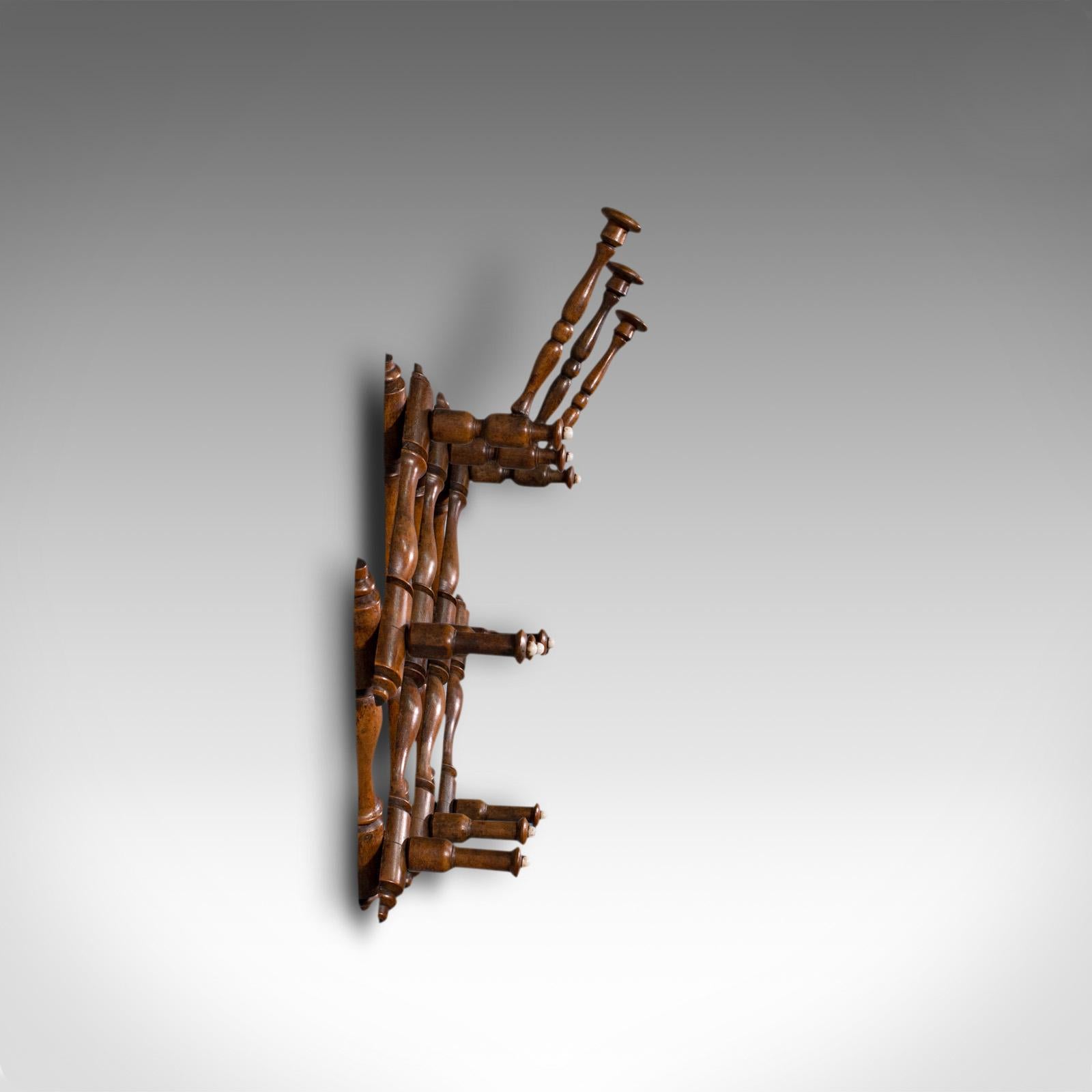 Antique Folding Coat Rack, Scottish, Beech, Hallway, Wall, Hat, Edwardian, 1910 In Good Condition In Hele, Devon, GB