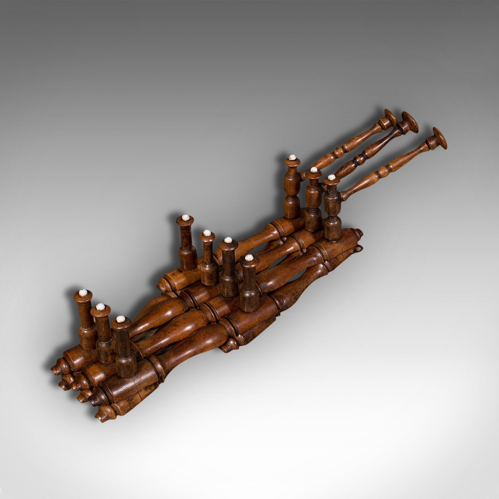Antique Folding Coat Rack, Scottish, Beech, Hallway, Wall, Hat, Edwardian, 1910 4