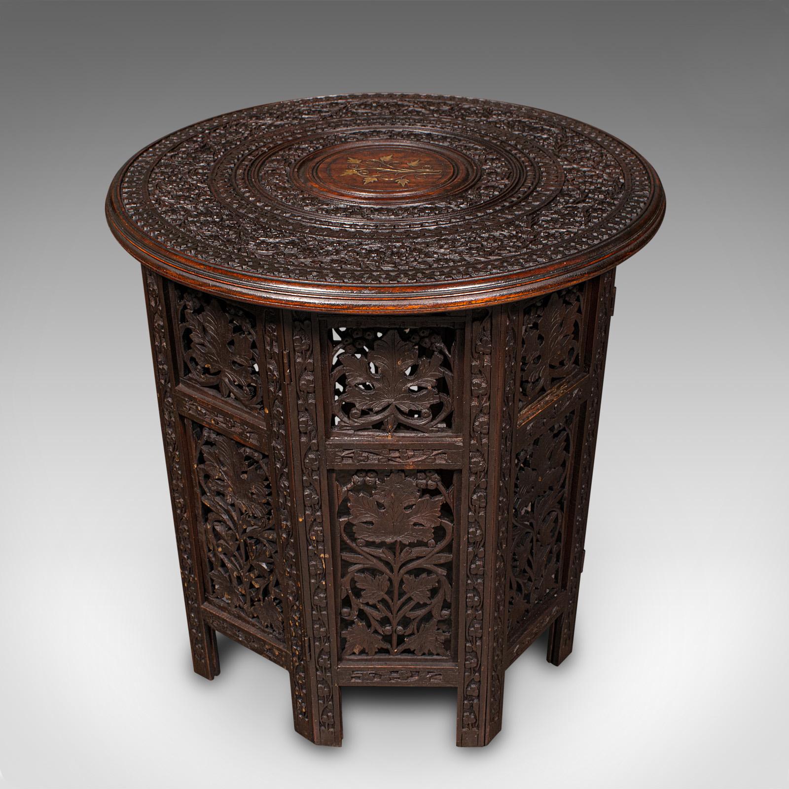Anglo-Indian Antique Folding Colonial Table, Indian, Teak, Occasional, Side, Victorian, 1870