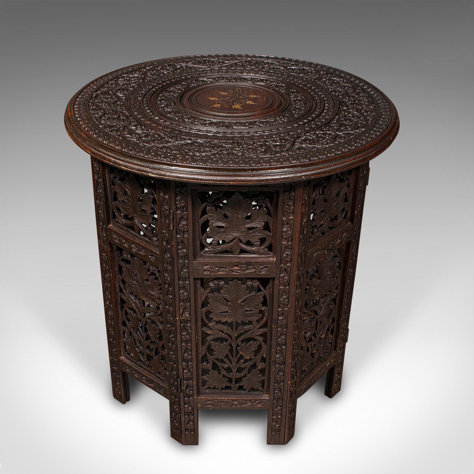 Antique Folding Colonial Table, Indian, Teak, Occasional, Side, Victorian, 1870 In Good Condition In Hele, Devon, GB