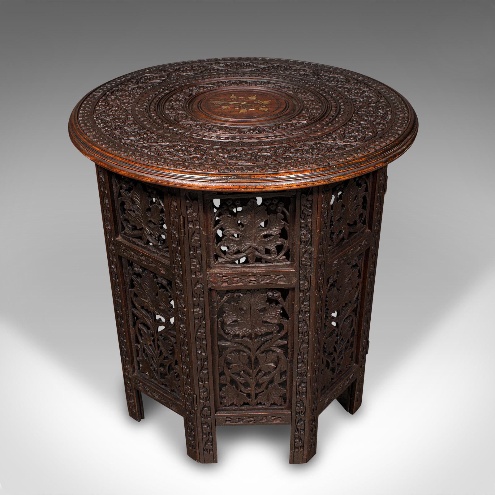 19th Century Antique Folding Colonial Table, Indian, Teak, Occasional, Side, Victorian, 1870