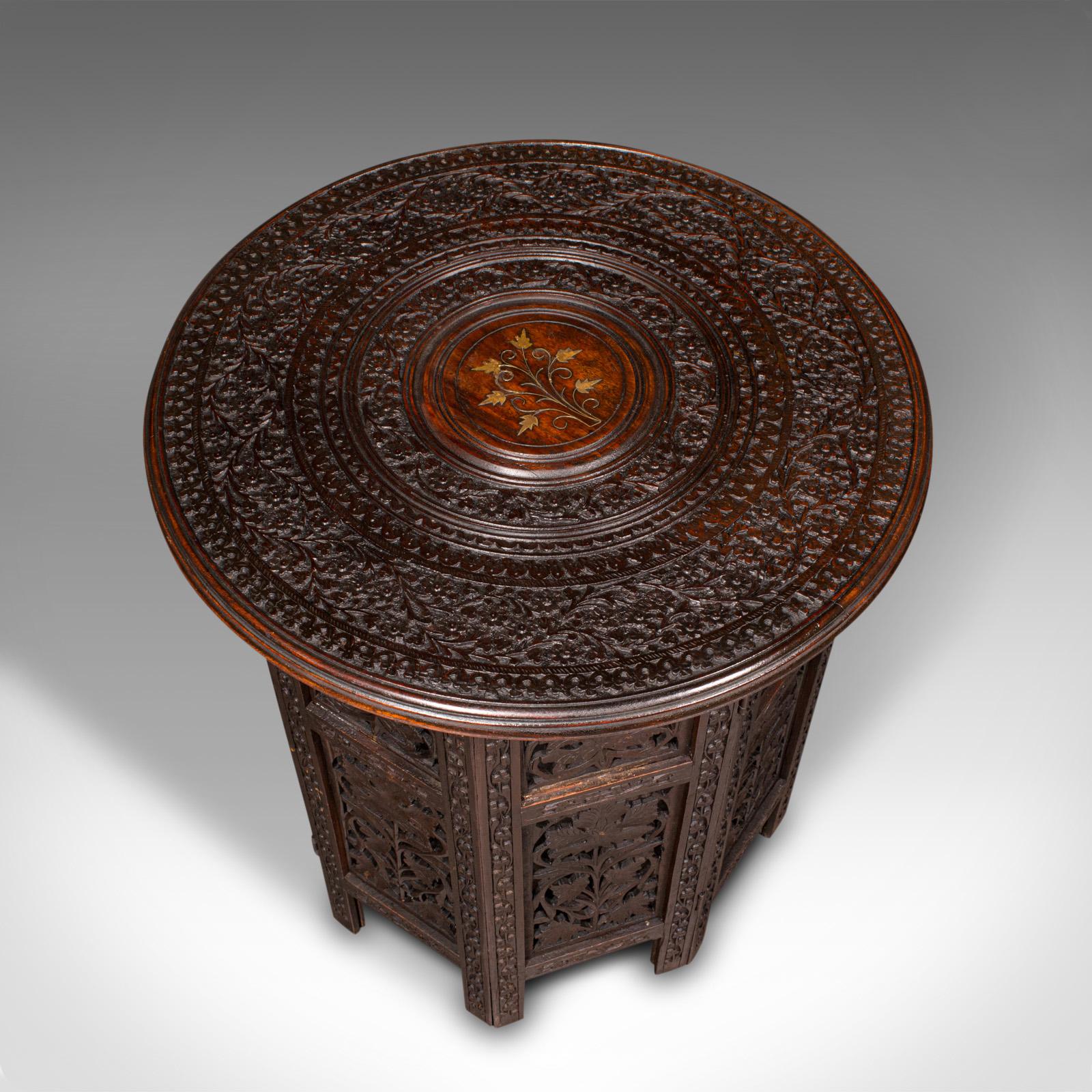 Antique Folding Colonial Table, Indian, Teak, Occasional, Side, Victorian, 1870 1