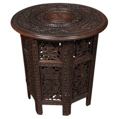 Antique Folding Colonial Table, Indian, Teak, Occasional, Side, Victorian, 1870