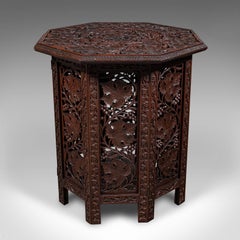 Antique Folding Colonial Tea Table, Indian Teak, Occasional, Campaign, Victorian