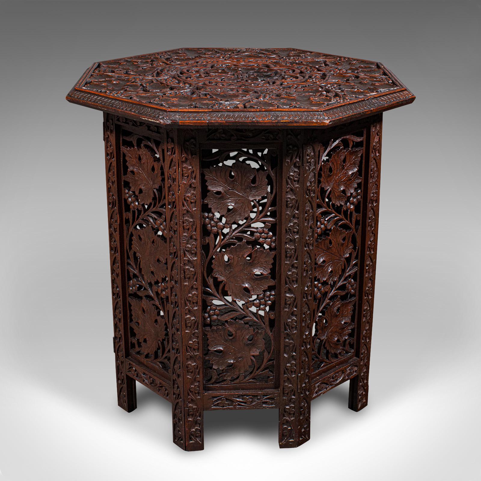 Antique Folding Colonial Tea Table, Indian Teak, Occasional, Campaign, Victorian In Good Condition In Hele, Devon, GB