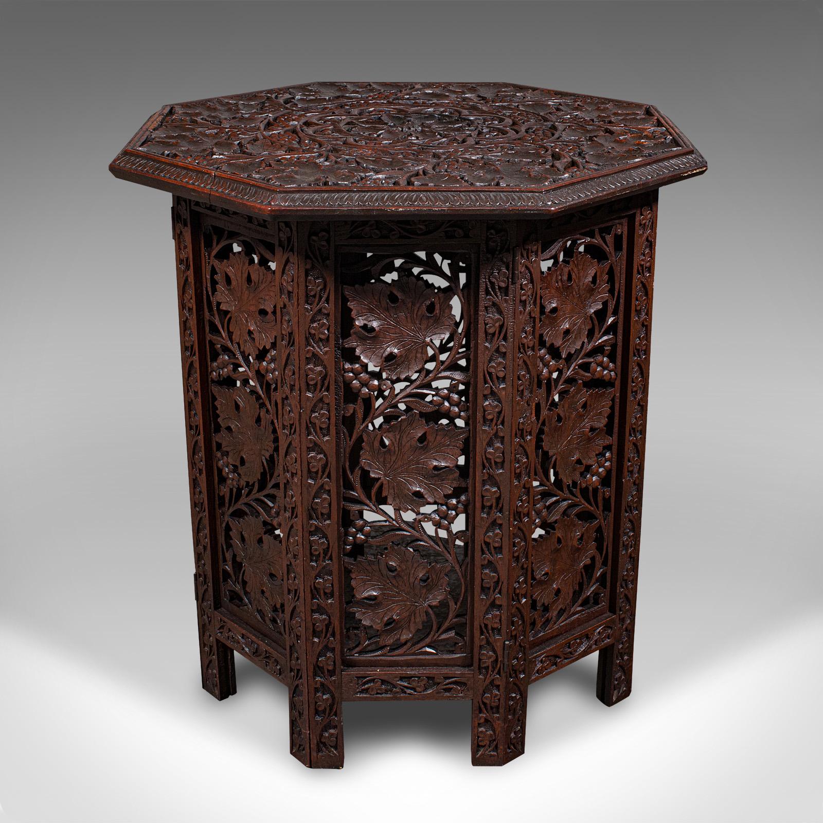 19th Century Antique Folding Colonial Tea Table, Indian Teak, Occasional, Campaign, Victorian