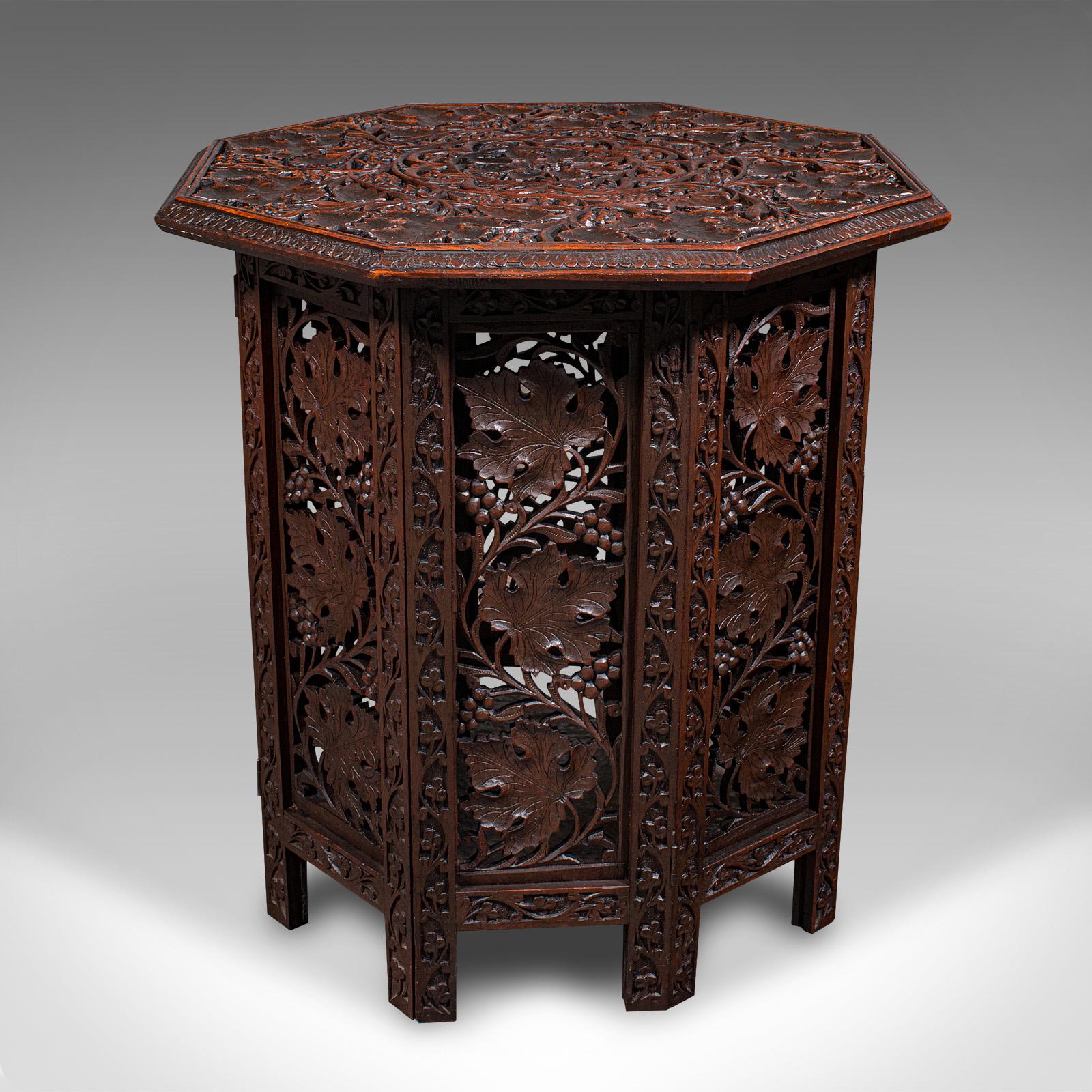 Antique Folding Colonial Tea Table, Indian Teak, Occasional, Campaign, Victorian 1