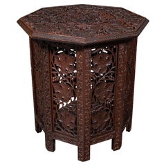 Antique Folding Colonial Tea Table, Indian Teak, Occasional, Campaign, Victorian
