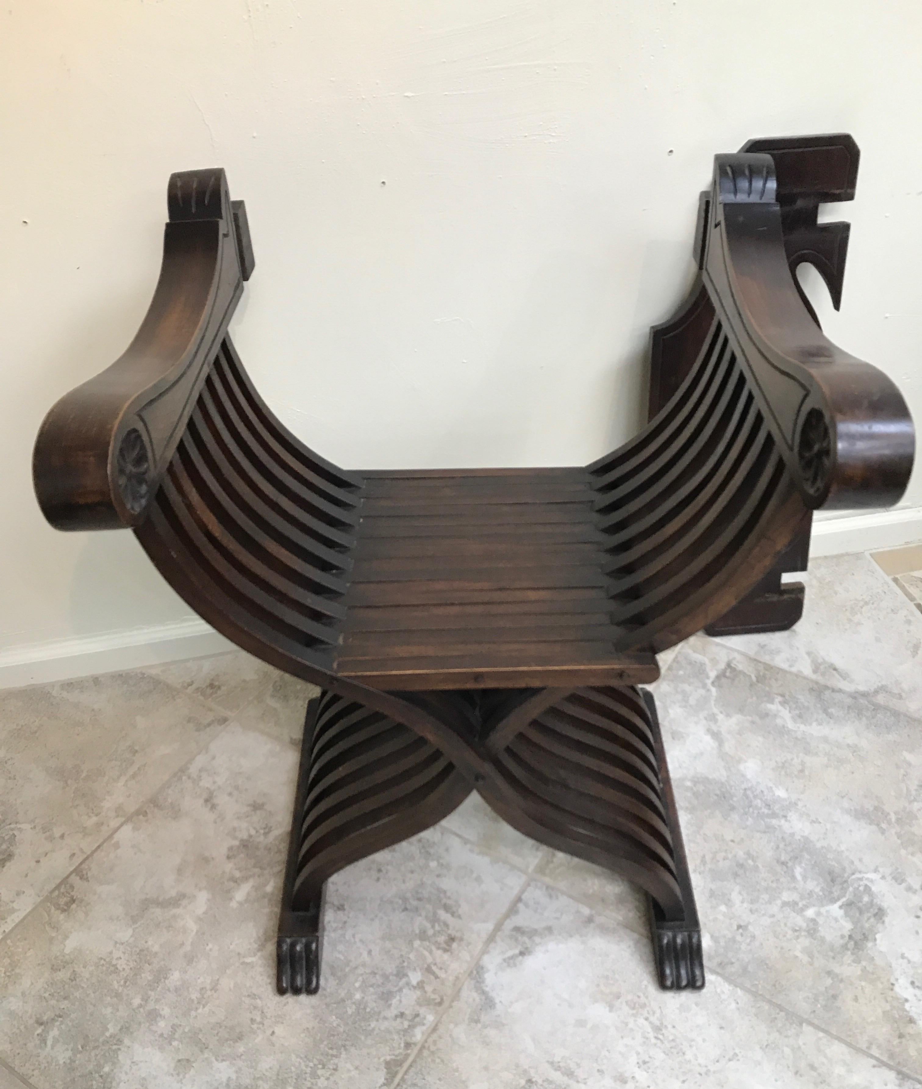 Antique Folding Curule Armchair For Sale 1