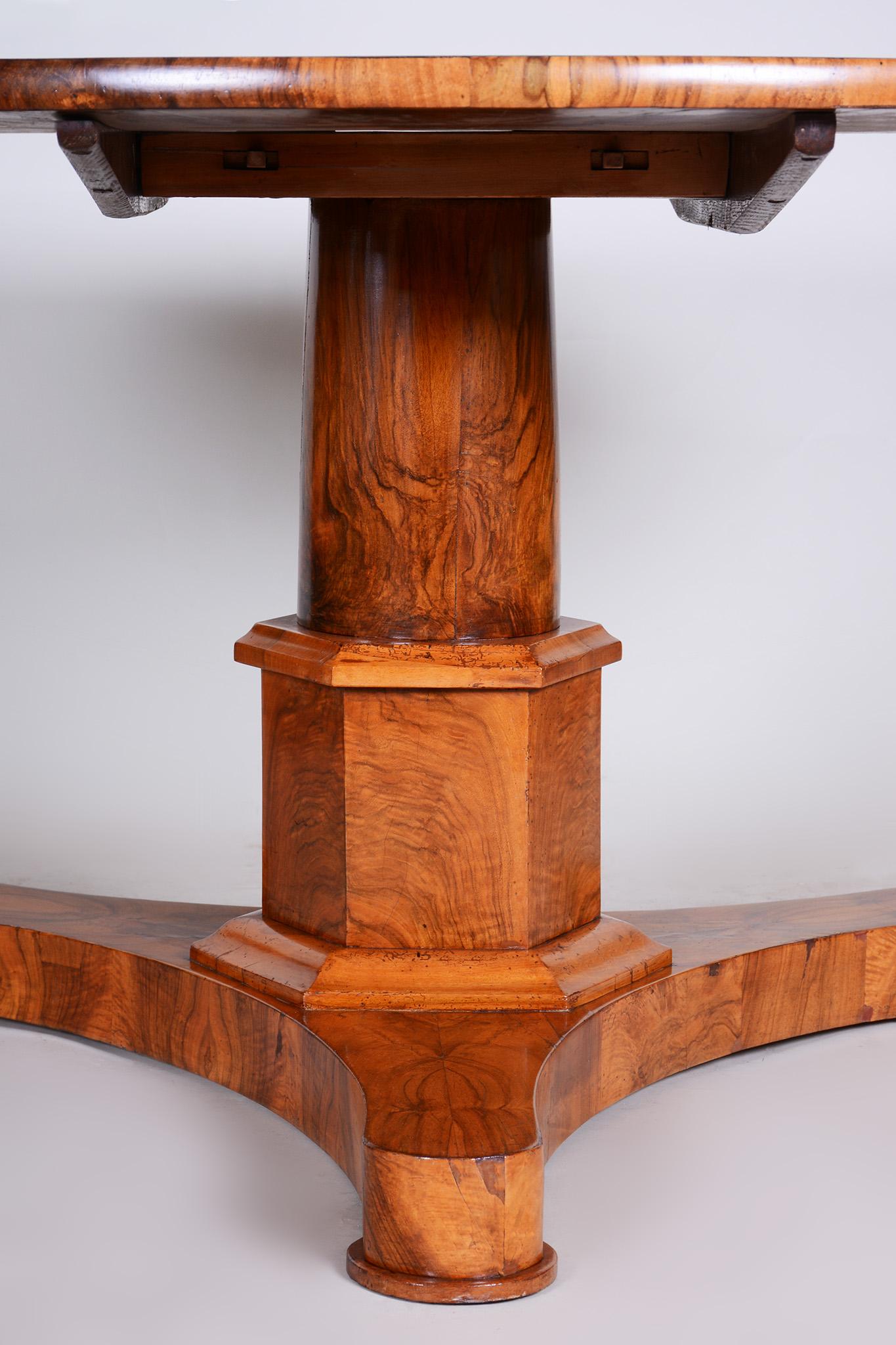 Biedermeier Antique Folding Dining Table, Made in the 19th Century in Czechia. Restored