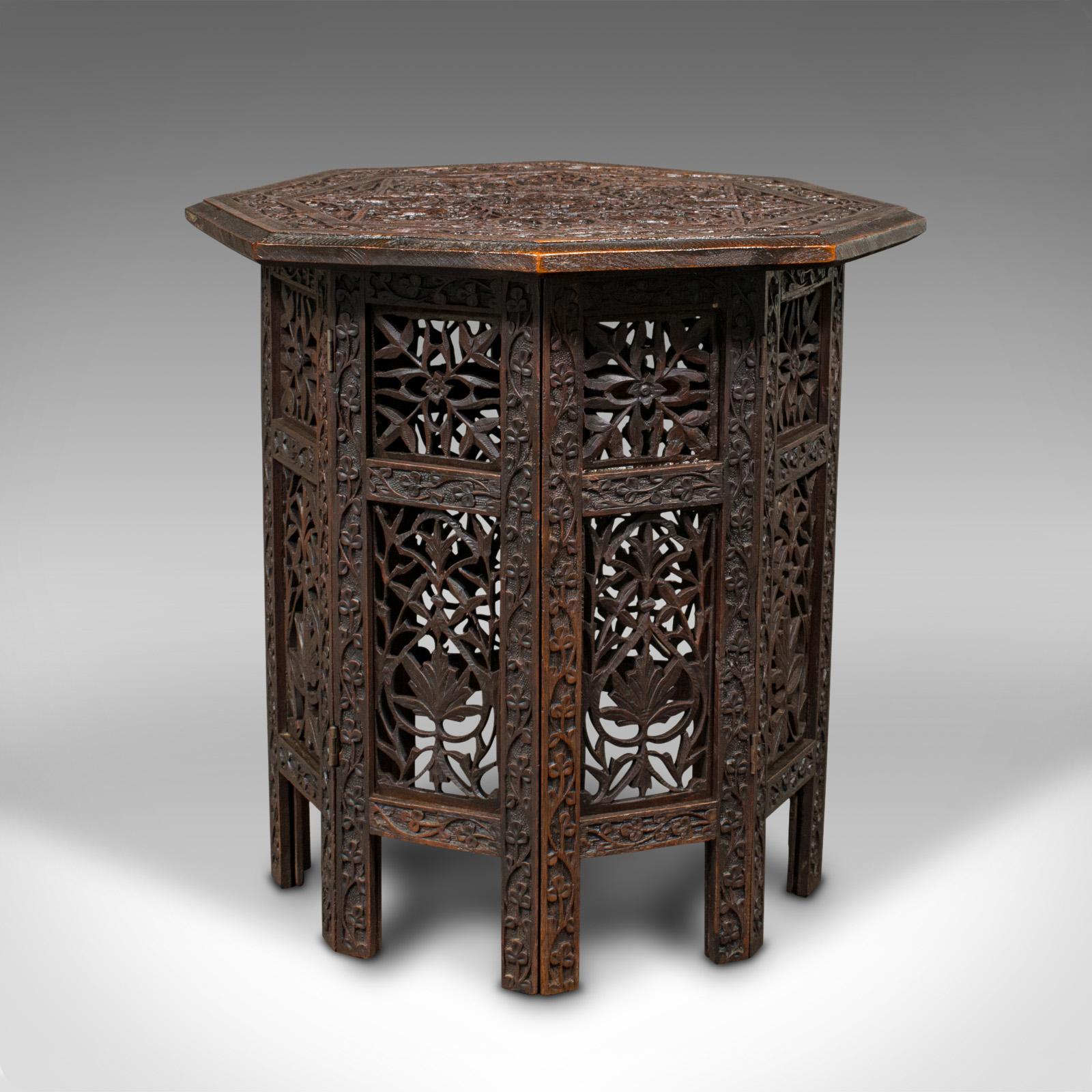 British Antique Folding Lamp Table, Anglo Indian, Occasional Side, Edwardian, Circa 1910 For Sale