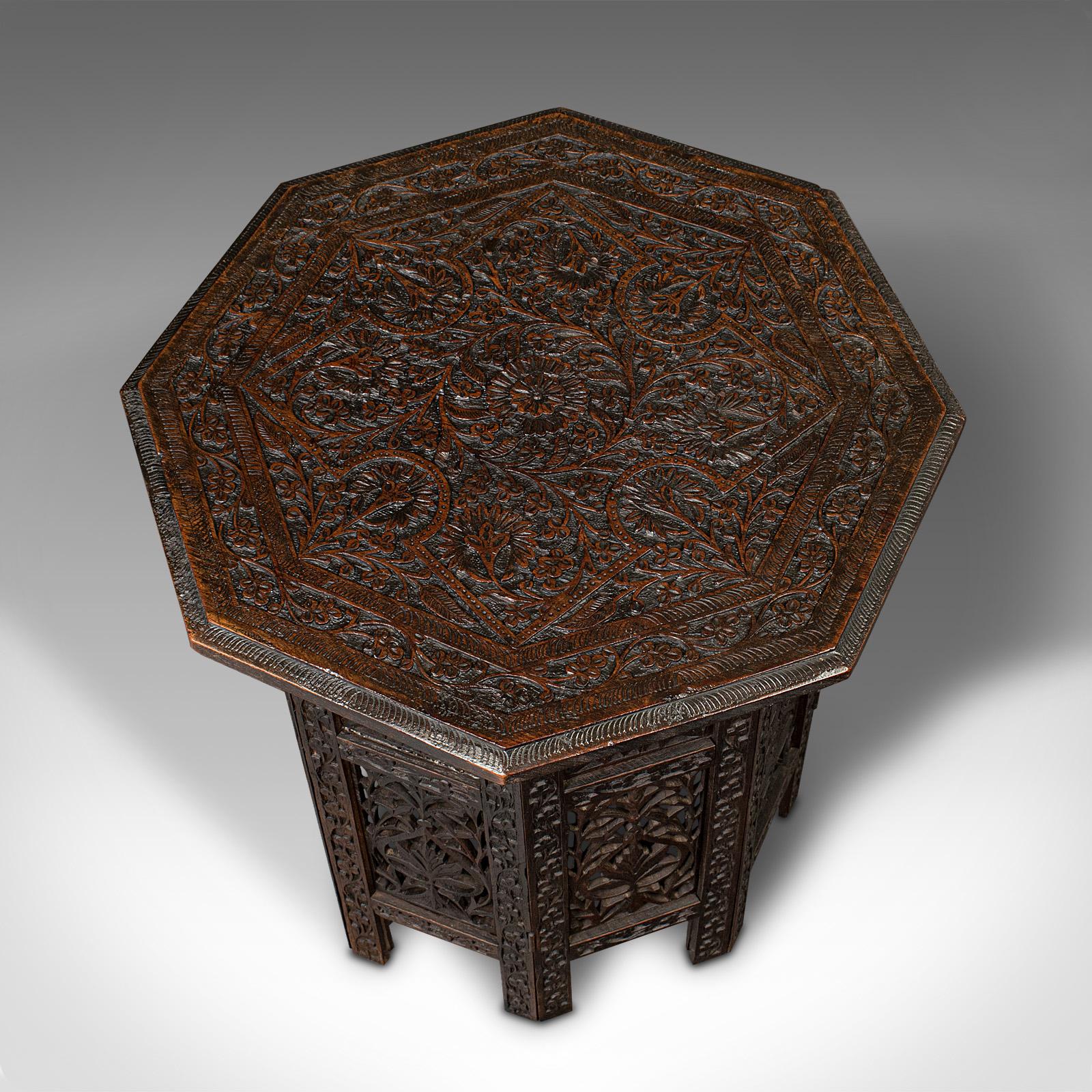 Wood Antique Folding Lamp Table, Anglo Indian, Occasional Side, Edwardian, Circa 1910 For Sale