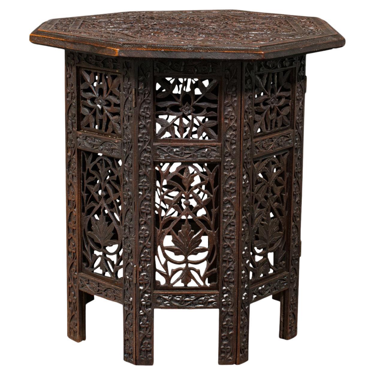 Antique Folding Lamp Table, Anglo Indian, Occasional Side, Edwardian, Circa 1910 For Sale