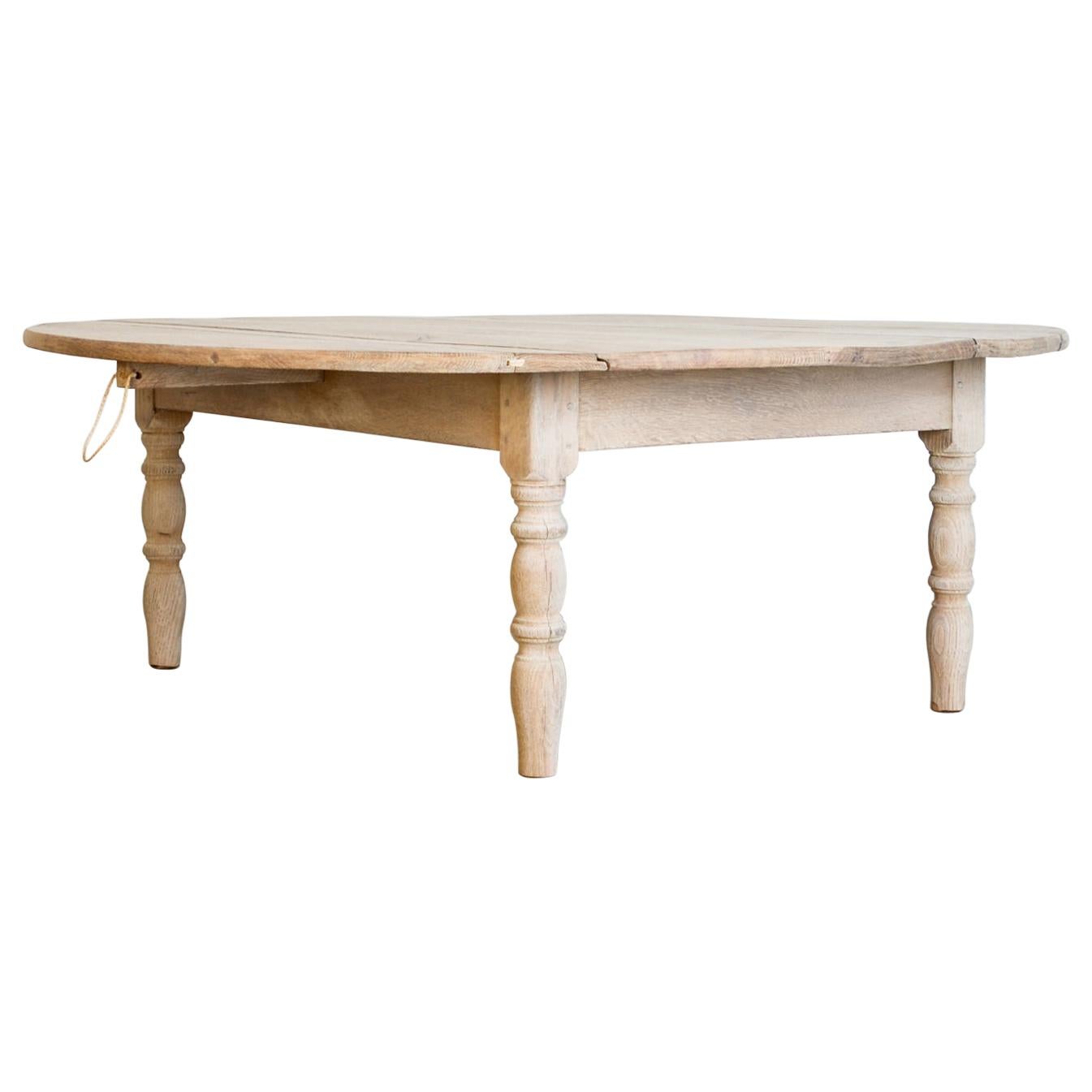 Antique Folding-Leaf French Oak Coffee Table
