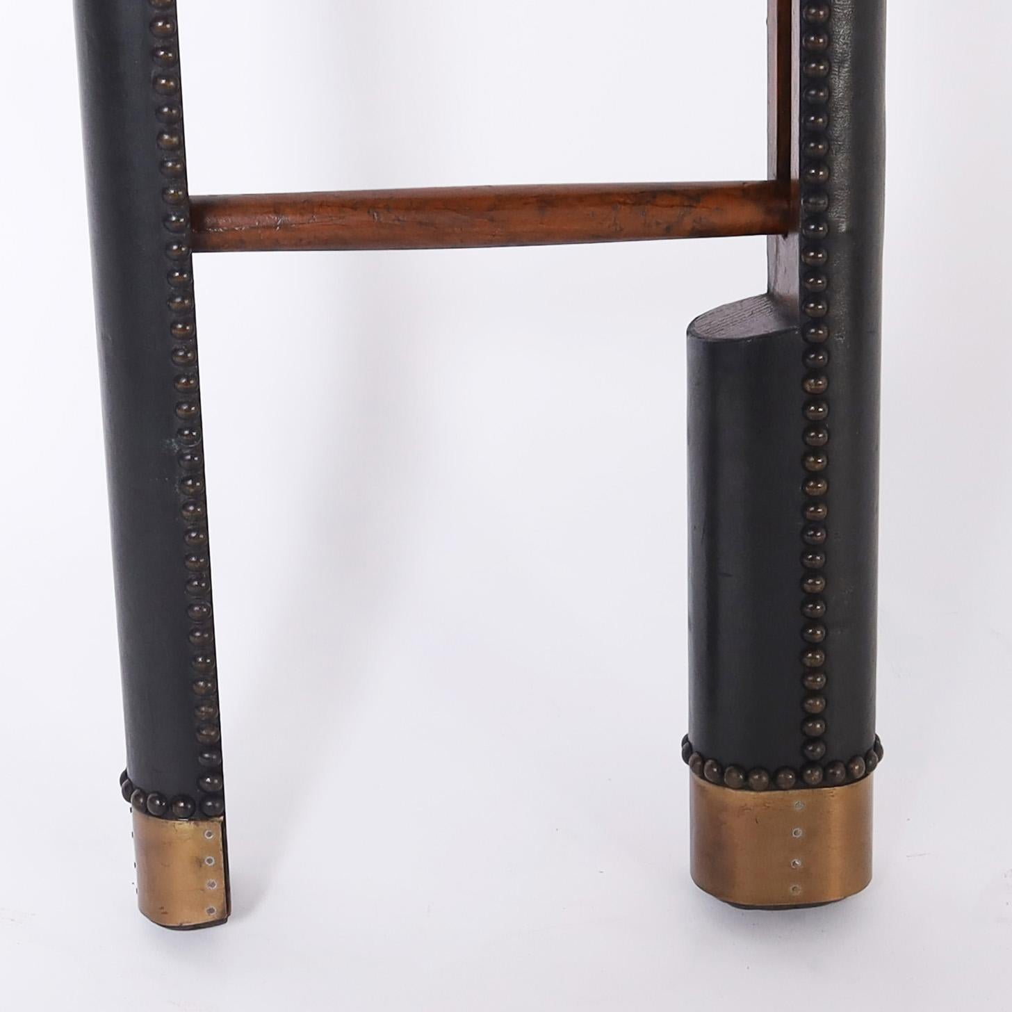 Hand-Crafted Antique Decorative Folding Library Ladder For Sale