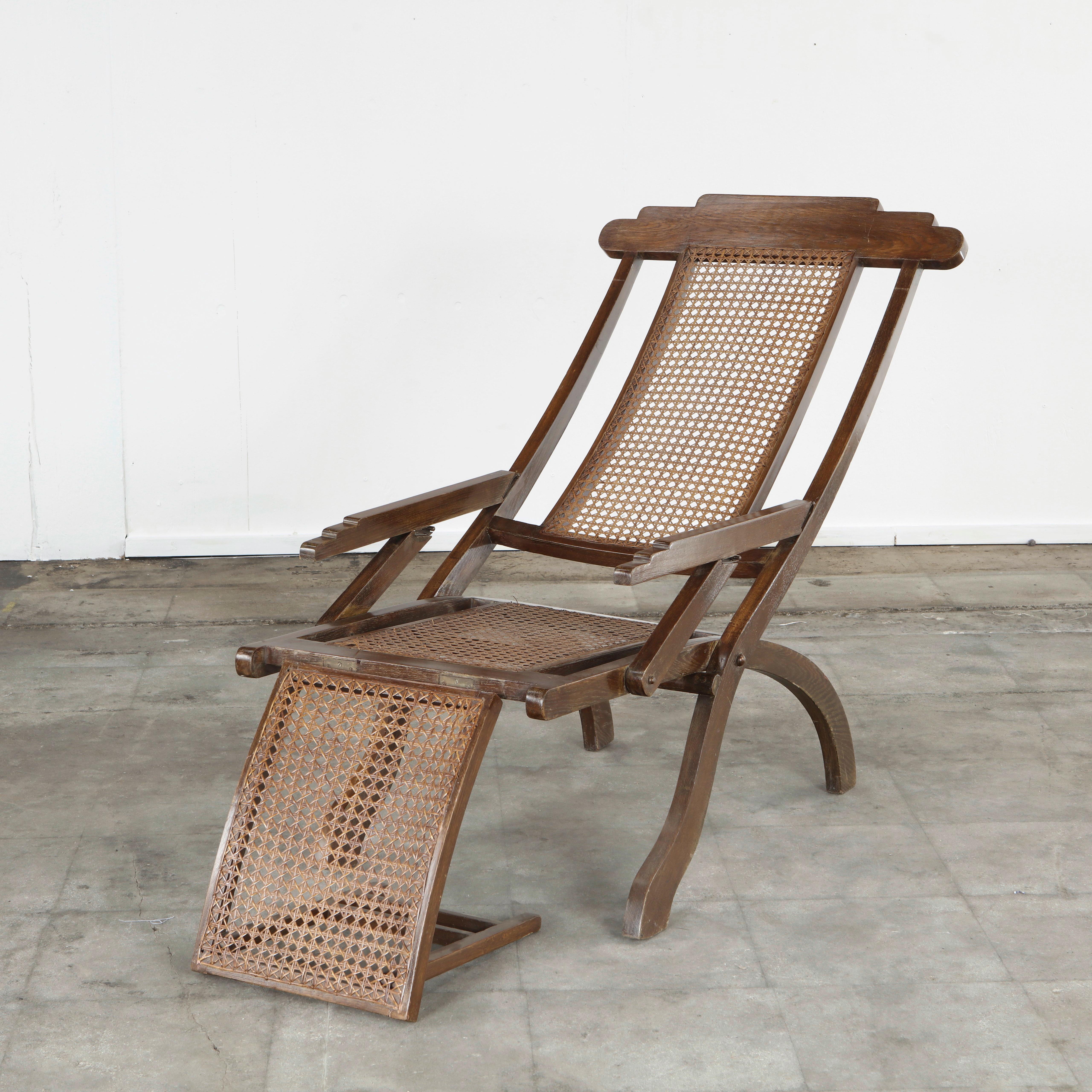 Antique Folding Luxury Wood Steamer Deck Chair, 1890s im Angebot 7