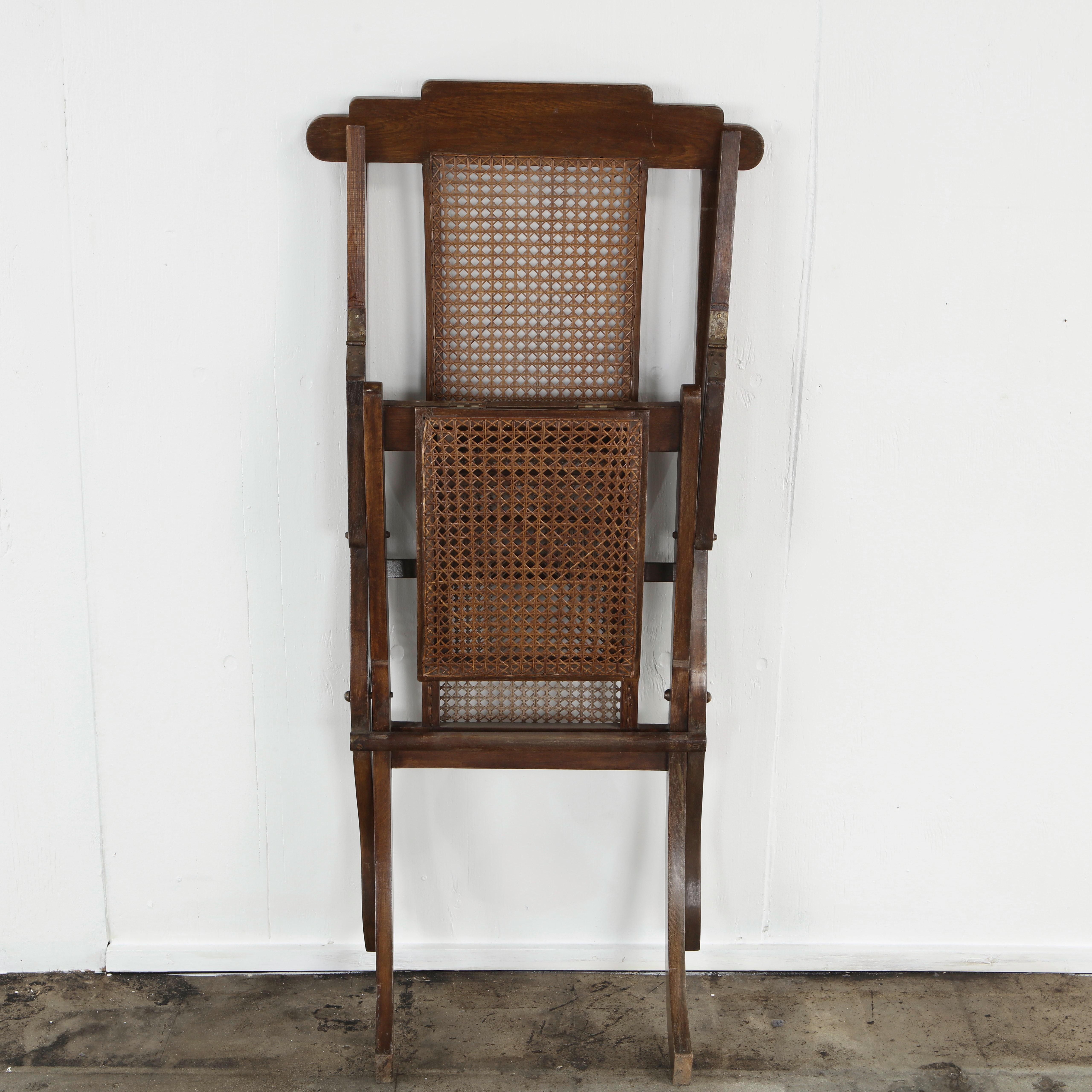 Antique Folding Luxury Wood Steamer Deck Chair, 1890s im Angebot 8