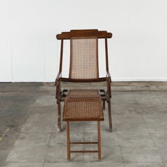 Antique Folding Luxury Wood Steamer Deck Chair, 1890s