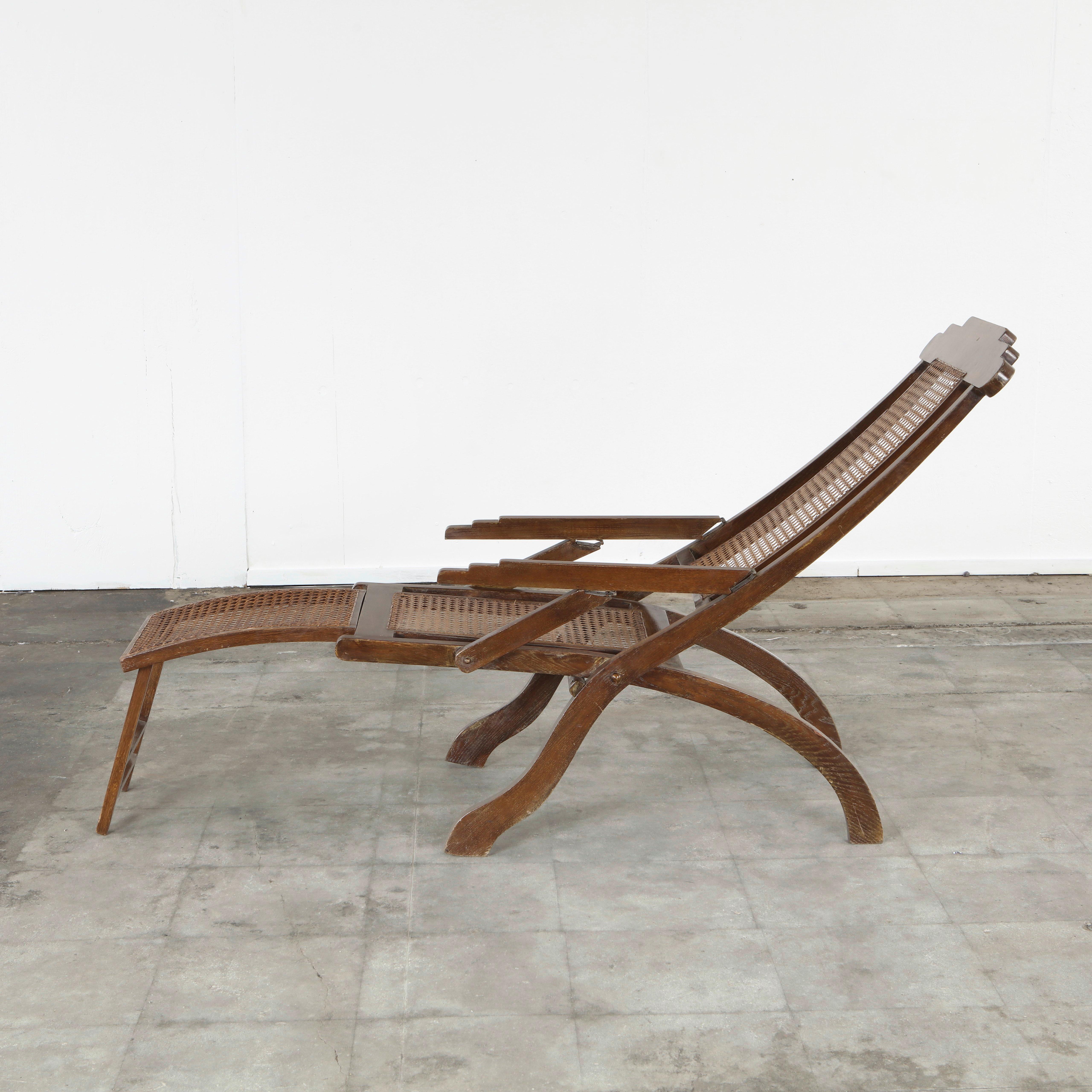 Antique Folding Luxury Wood Steamer Deck Chair, 1890s (Holz) im Angebot