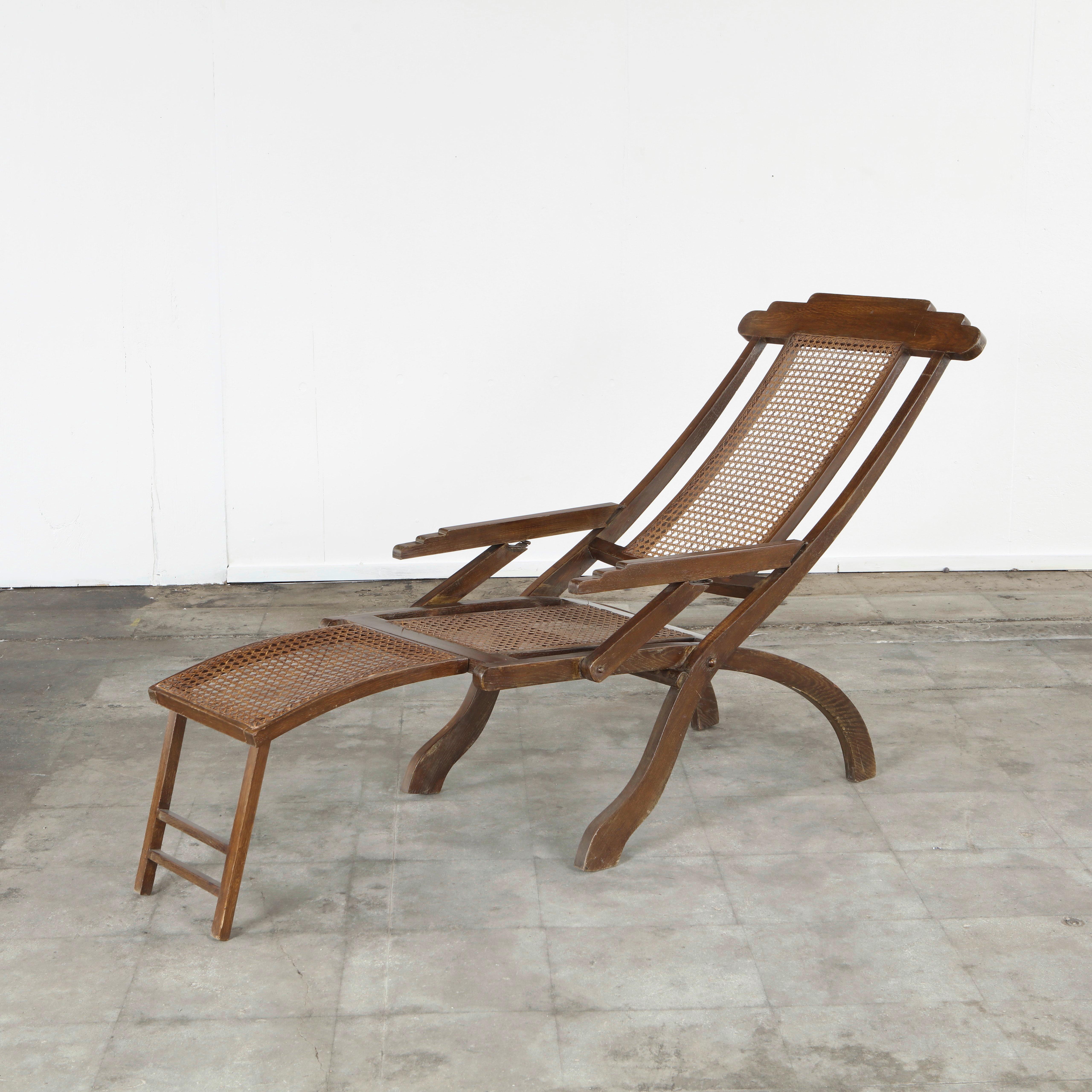 Antique Folding Luxury Wood Steamer Deck Chair, 1890s im Angebot 1