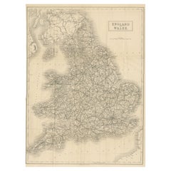 Antica mappa pieghevole dell'Inghilterra e del Wales